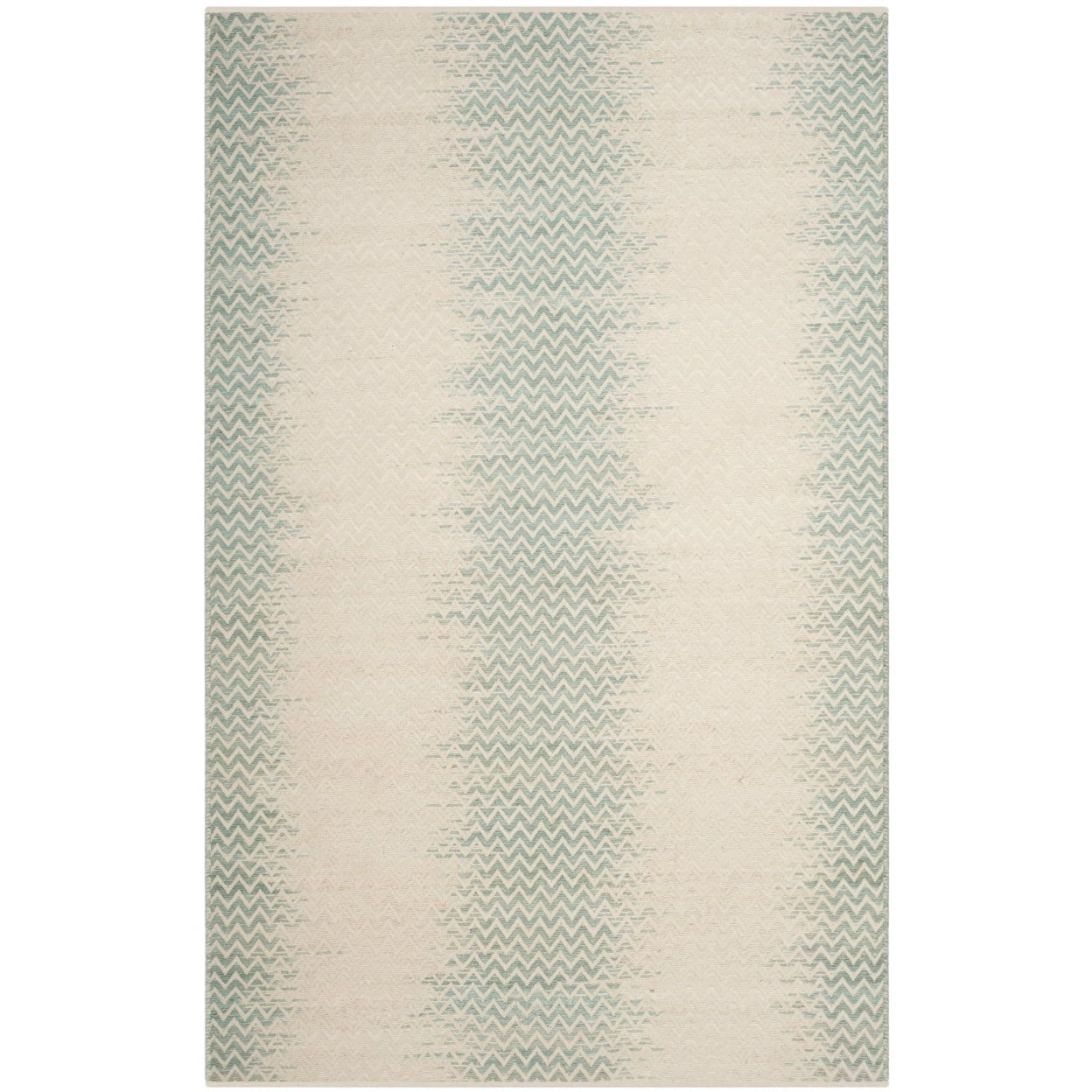 Bohemian Light Green/Ivory Flat Woven Cotton & Wool 4' x 6' Rug