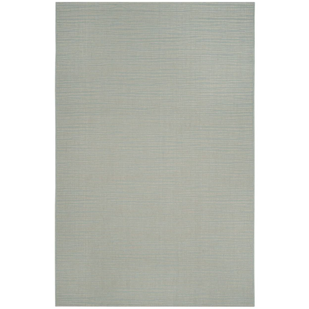 Aqua and Cream Contemporary Indoor/Outdoor Rug 6'7" x 9'6"