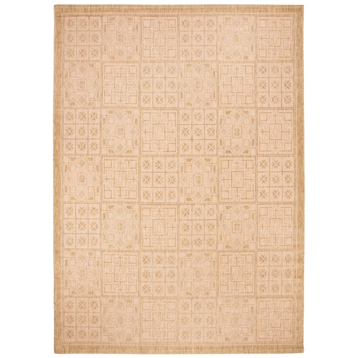 Gold and Natural Geometric Synthetic Indoor/Outdoor Area Rug, 9' x 12'