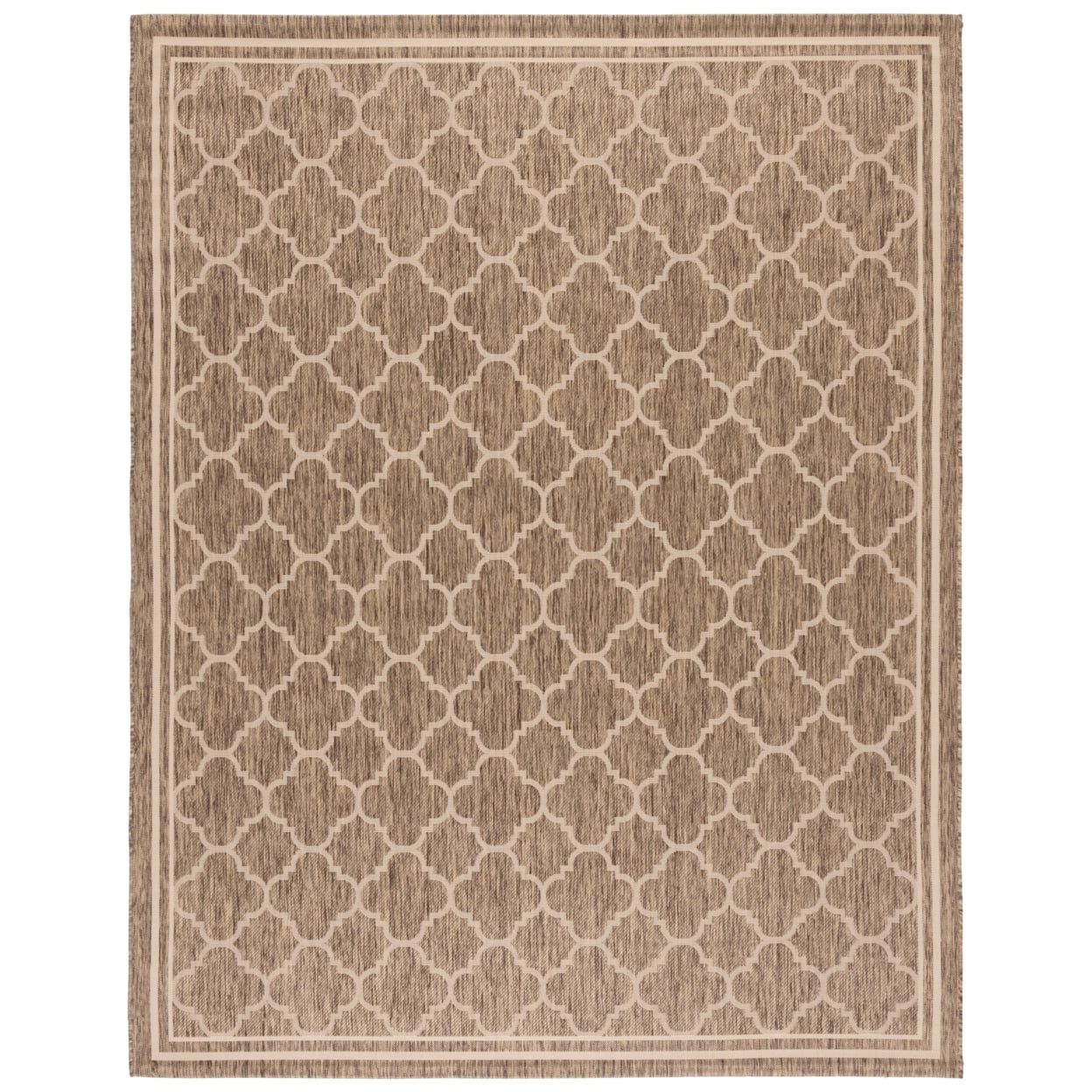 Mediterranean Quatrefoil 6'7" x 9'6" Brown and Bone Synthetic Area Rug