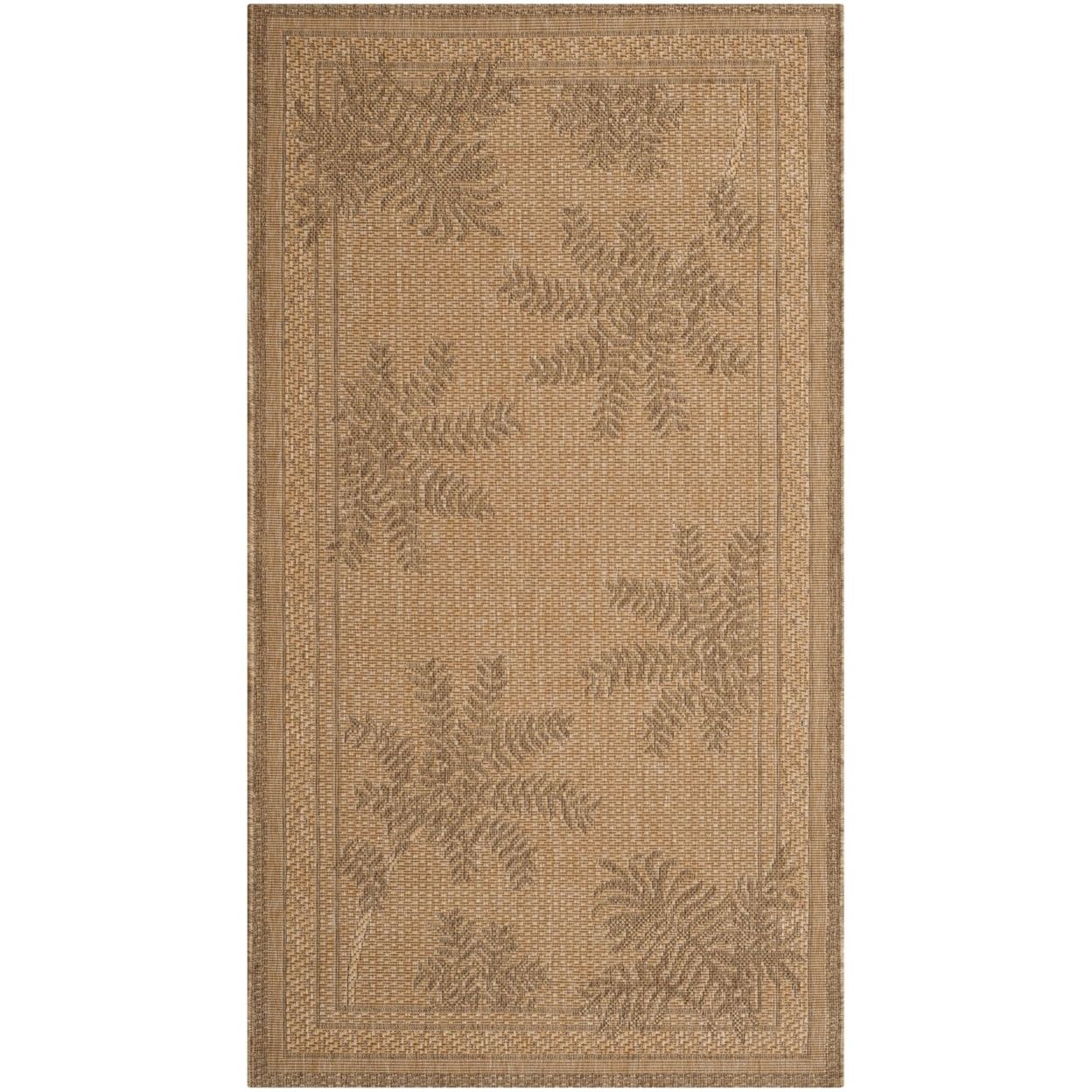 Natural Gold Floral Rectangular Indoor/Outdoor Rug