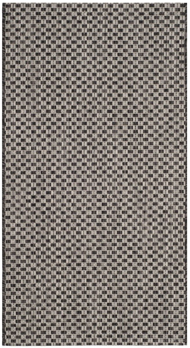 Round Gray Synthetic Easy Care Indoor/Outdoor Rug