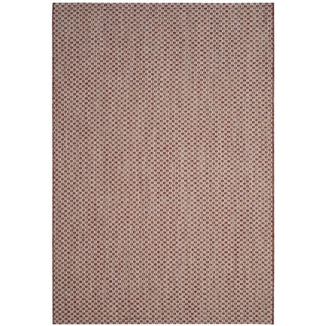 Rust and Light Grey Flat Woven Synthetic Area Rug, 4' x 5'-7"