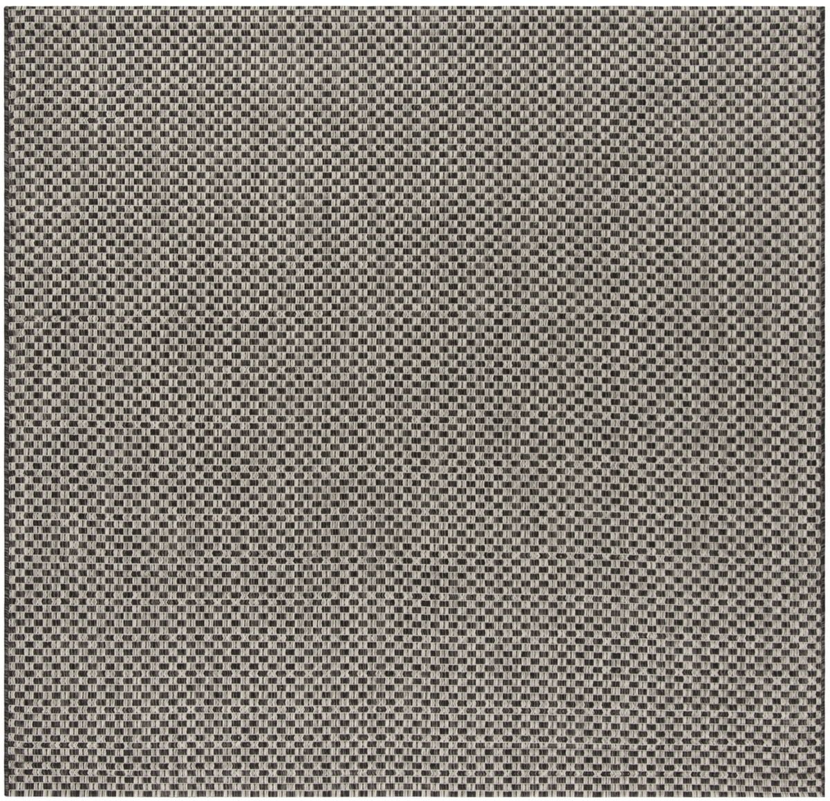 Black and Light Grey Synthetic Square Indoor/Outdoor Rug, 5'3" x 5'3"