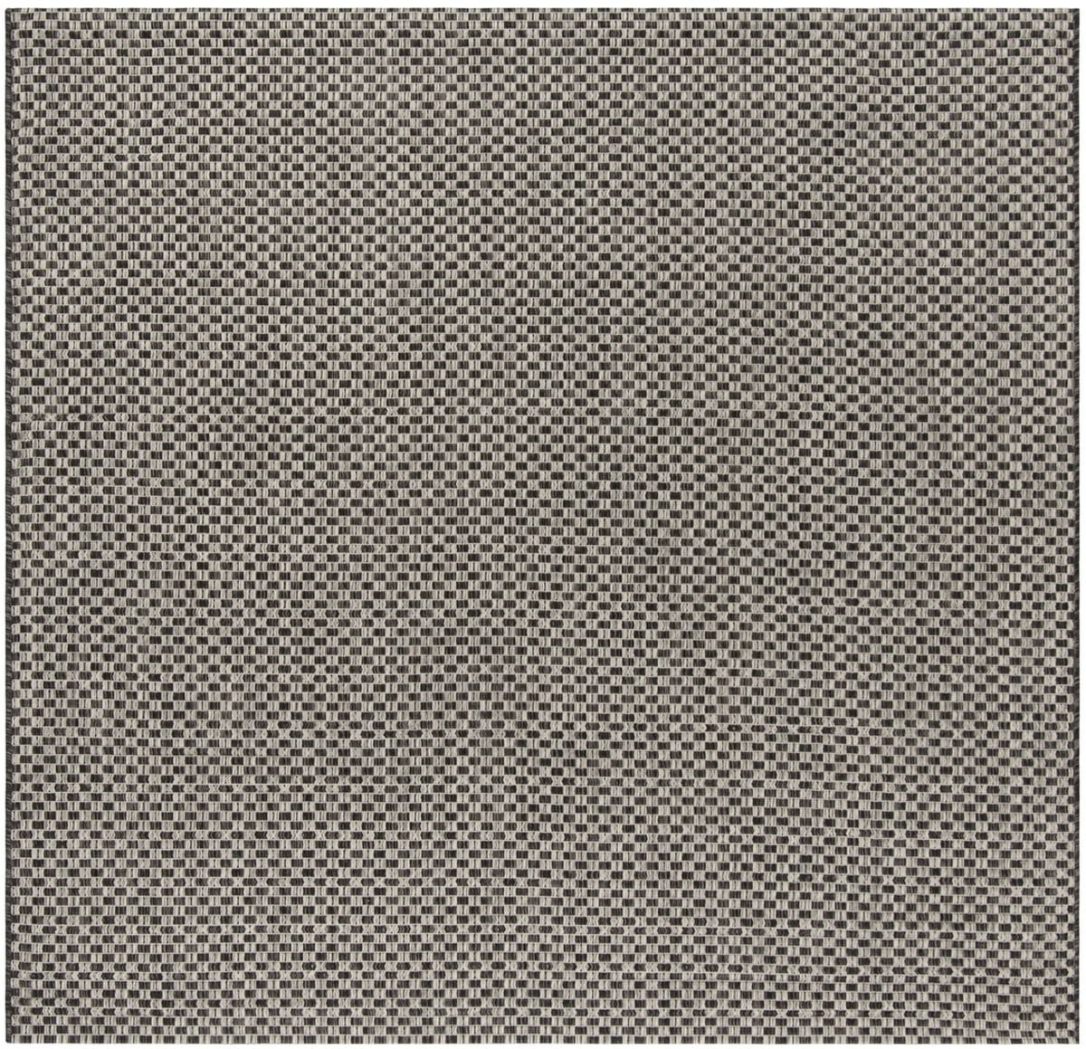 Gray and Black Synthetic Flat Woven Square Rug