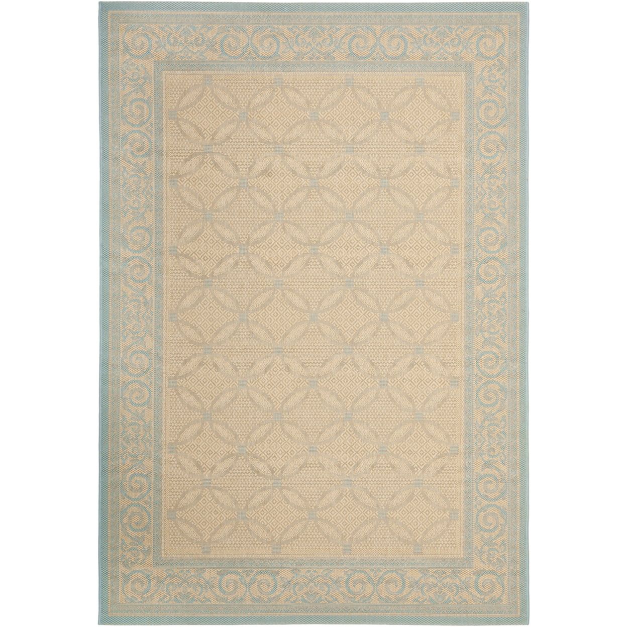 Courtyard Cream & Aqua Geometric Indoor/Outdoor Area Rug, 5'3" x 7'7"