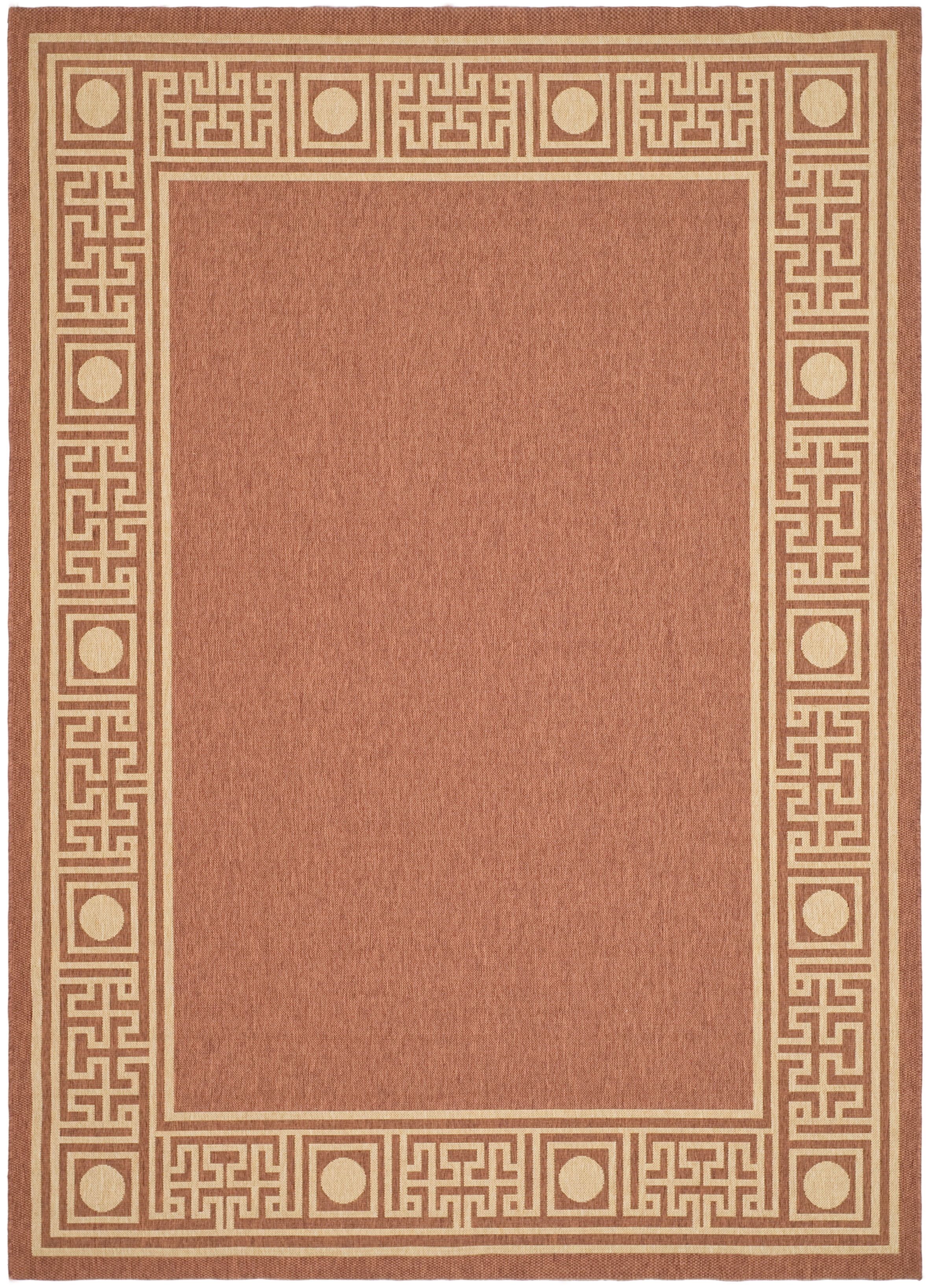 Rust and Sand Rectangular Cotton Synthetic Area Rug