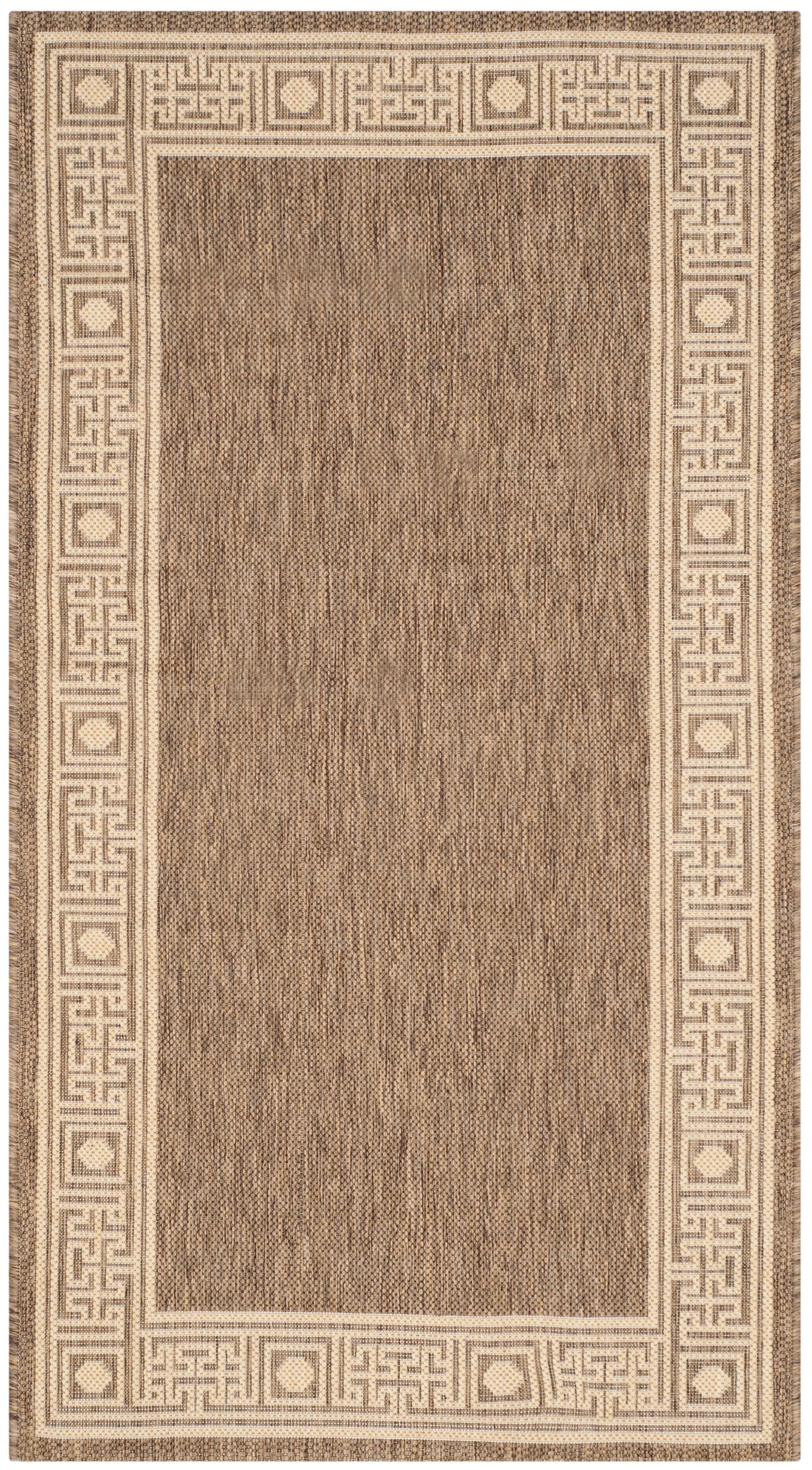 Elegant Dark Beige Rectangular Easy-Care Outdoor Rug, 31"x4"