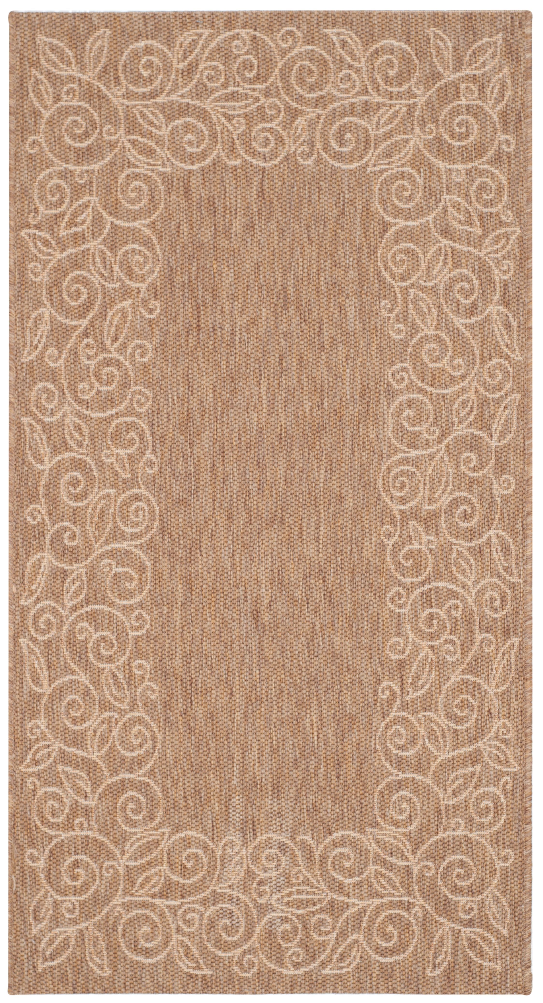 Elegant Dark Beige 31" Round Indoor/Outdoor Easy-Care Rug