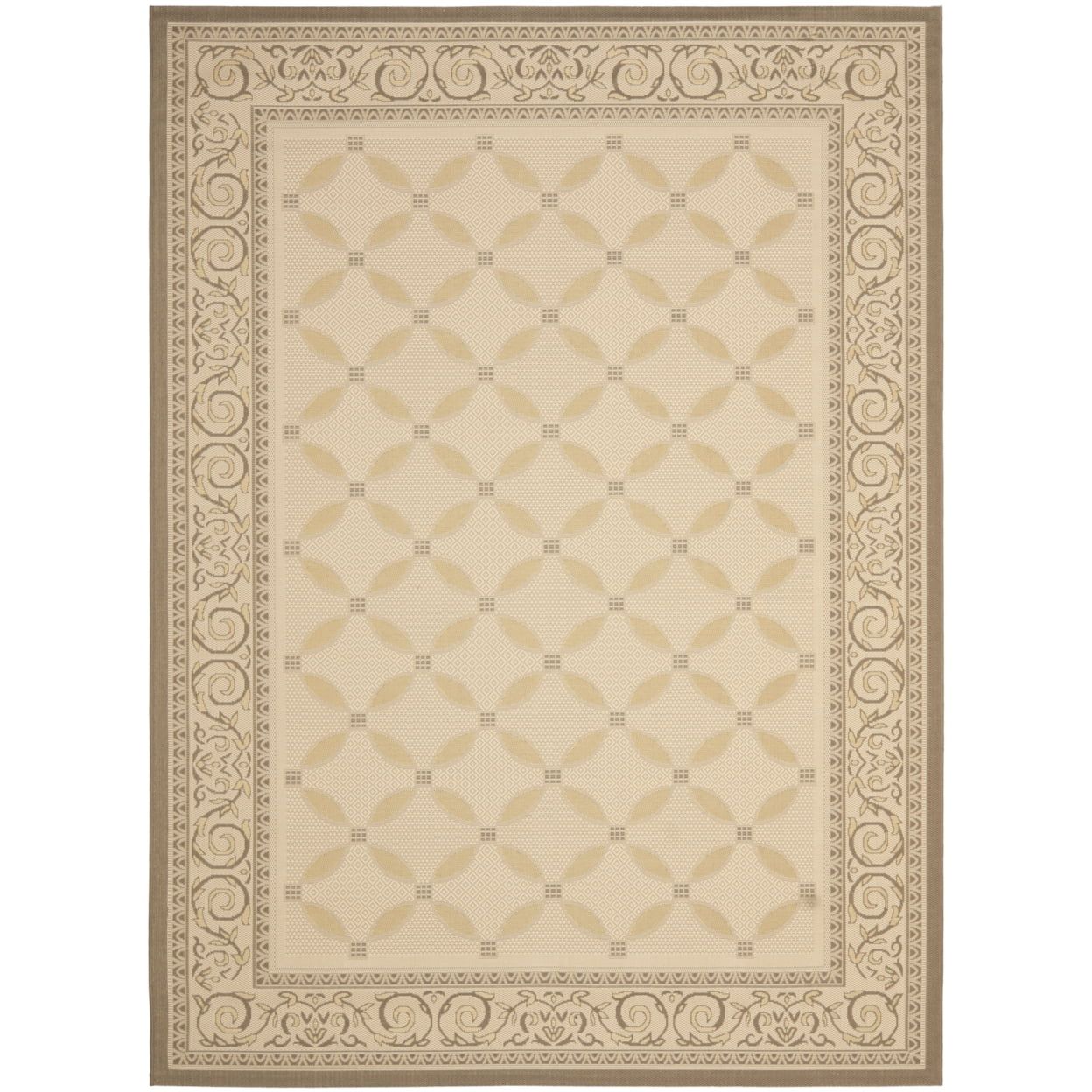 Beige and Dark Beige Synthetic 9' x 12' Rectangular Area Rug