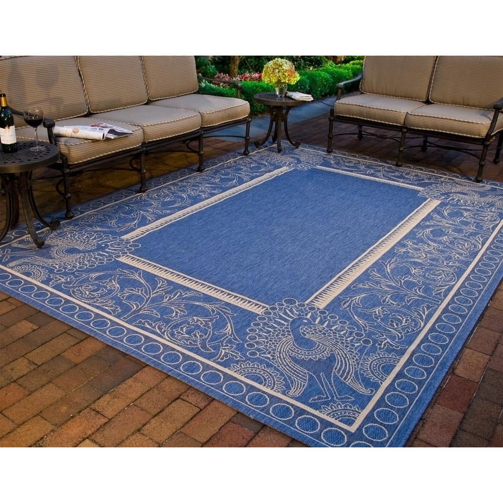 Blue Synthetic Flat Woven Reversible 9' x 12' Rug