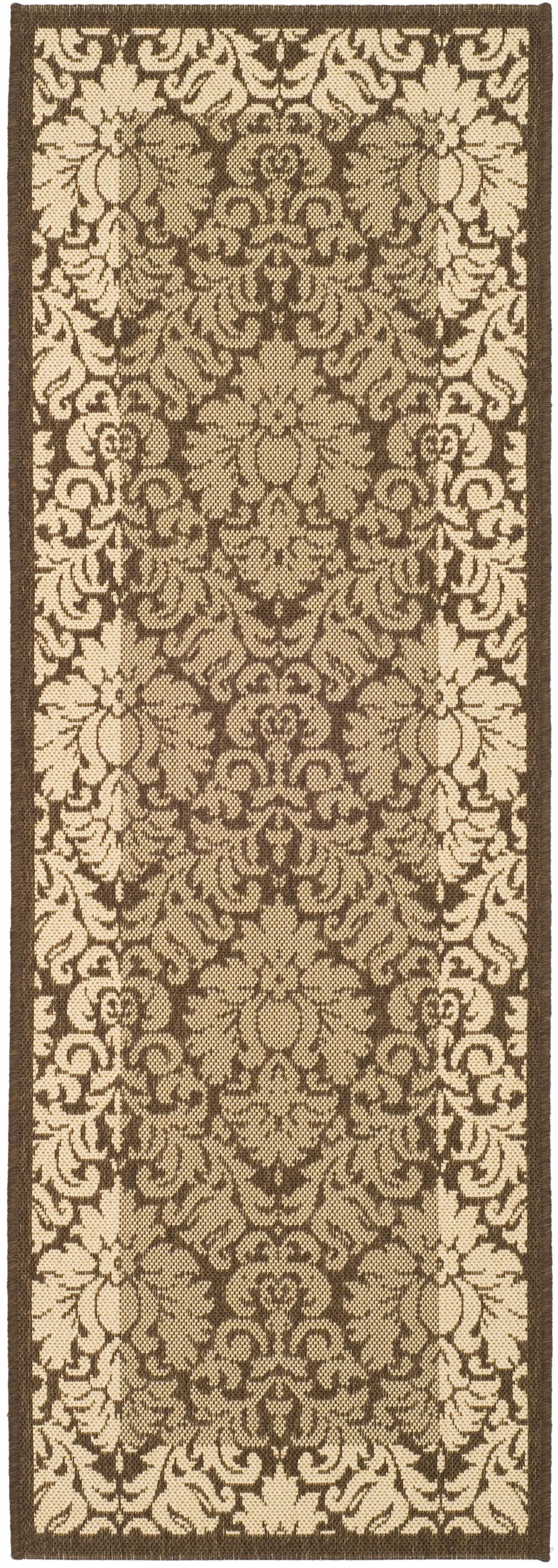 Reversible Easy-Care Brown/Natural Synthetic Runner Rug, 2'3" x 6'7"