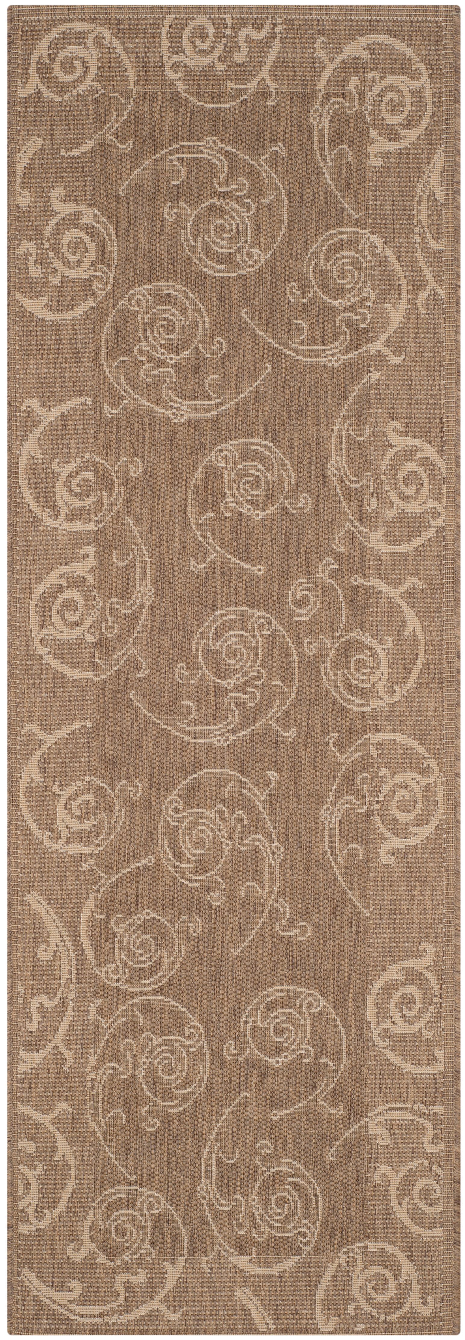 Reversible Easy-Care Brown/Natural Synthetic Runner Rug, 2'3" x 6'7"