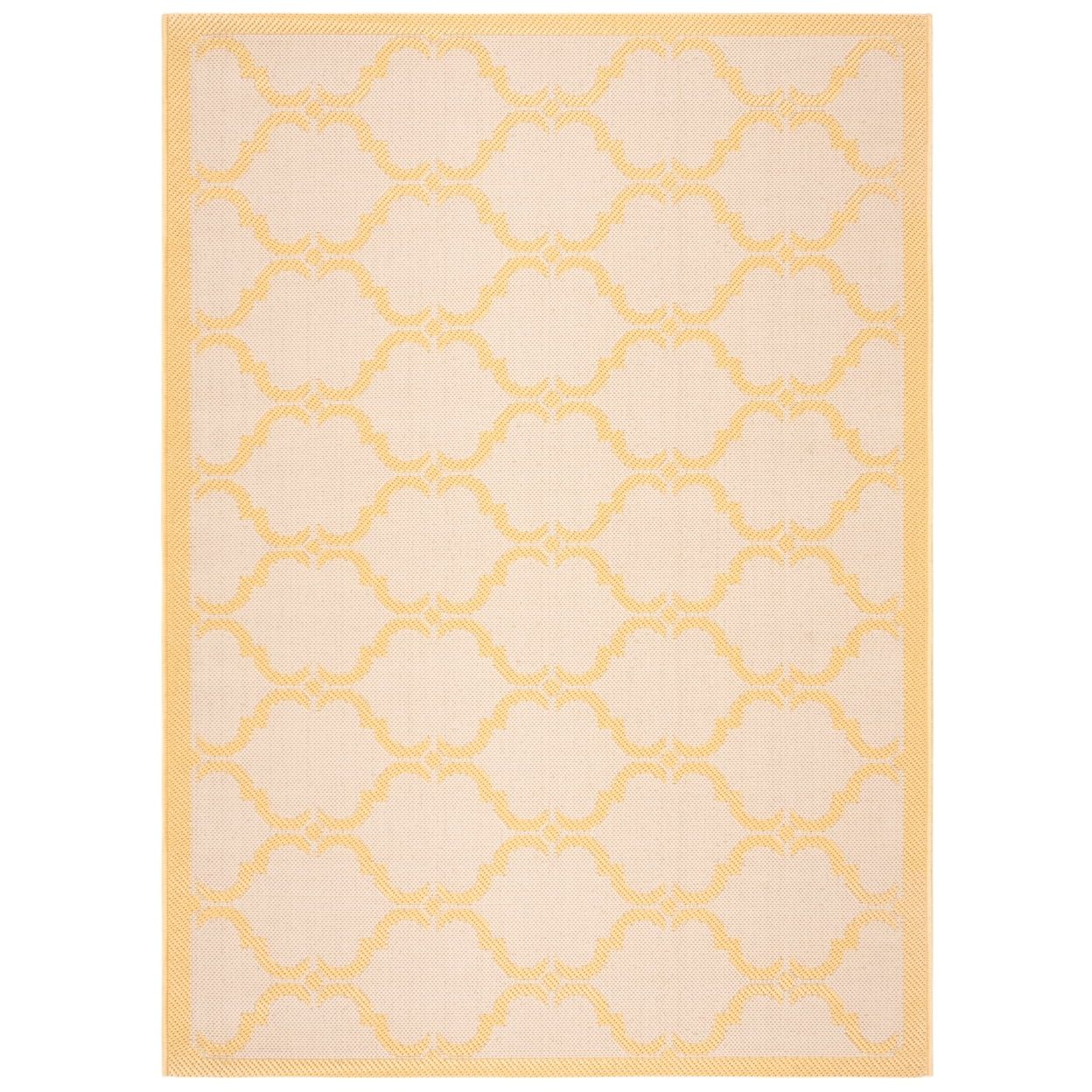 Elegant Gold and Beige Indoor/Outdoor Rectangular Rug, 4' x 5'7"