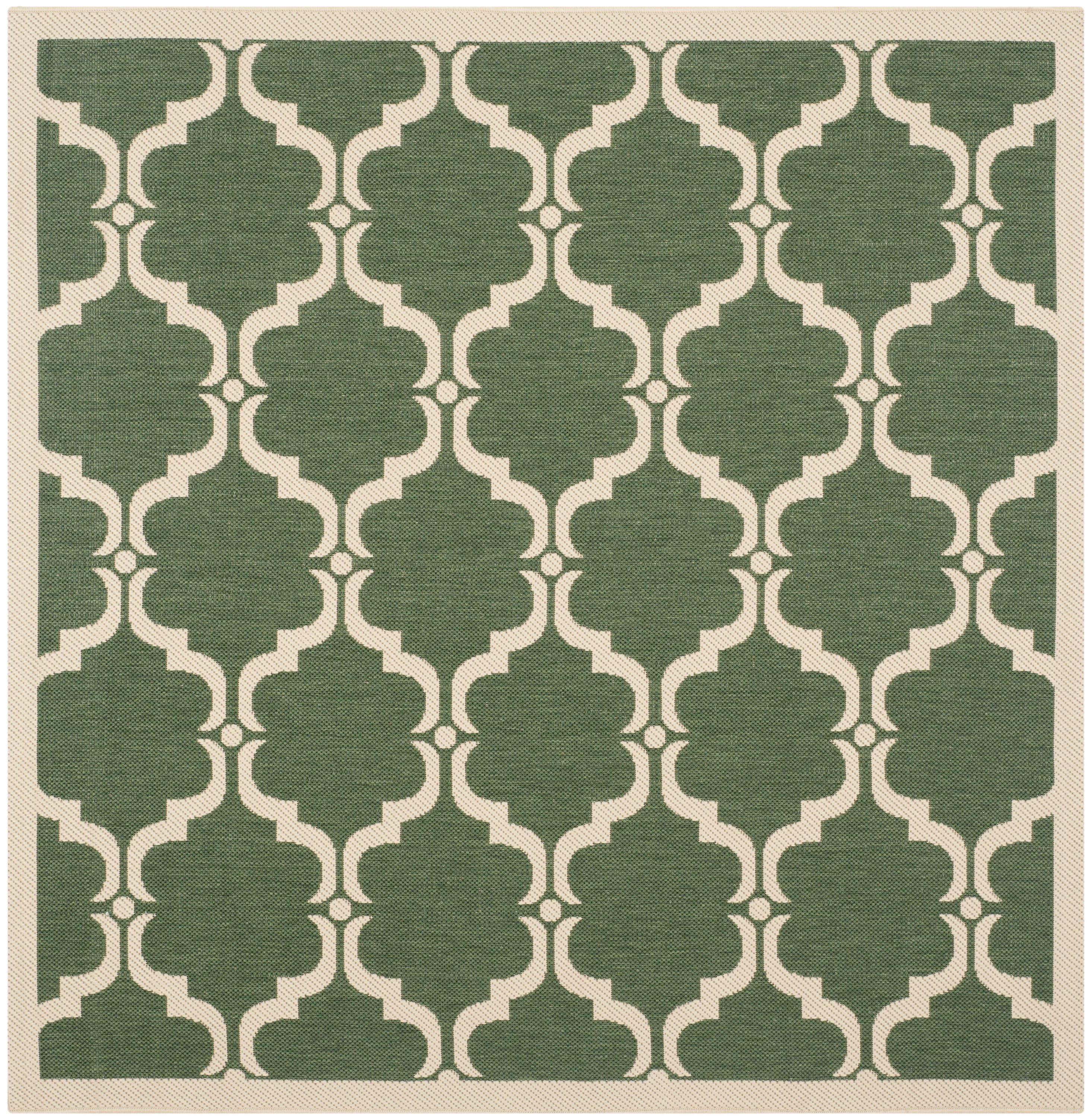 Courtyard Trellis 4' Square Dark Green/Beige Indoor/Outdoor Rug