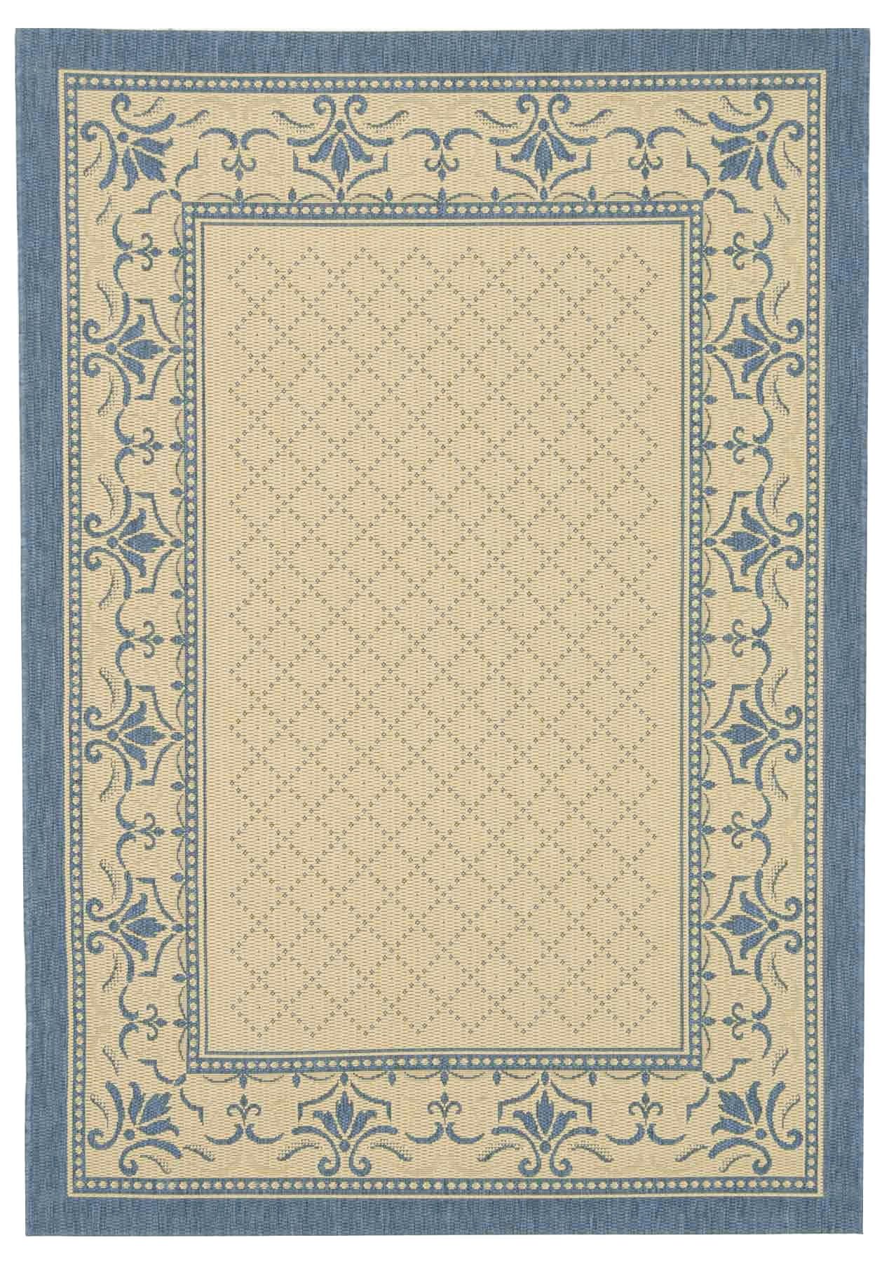 Blue Rectangular Synthetic Easy Care Indoor Outdoor Rug