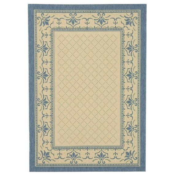 Blue Rectangular Synthetic Easy Care Indoor Outdoor Rug