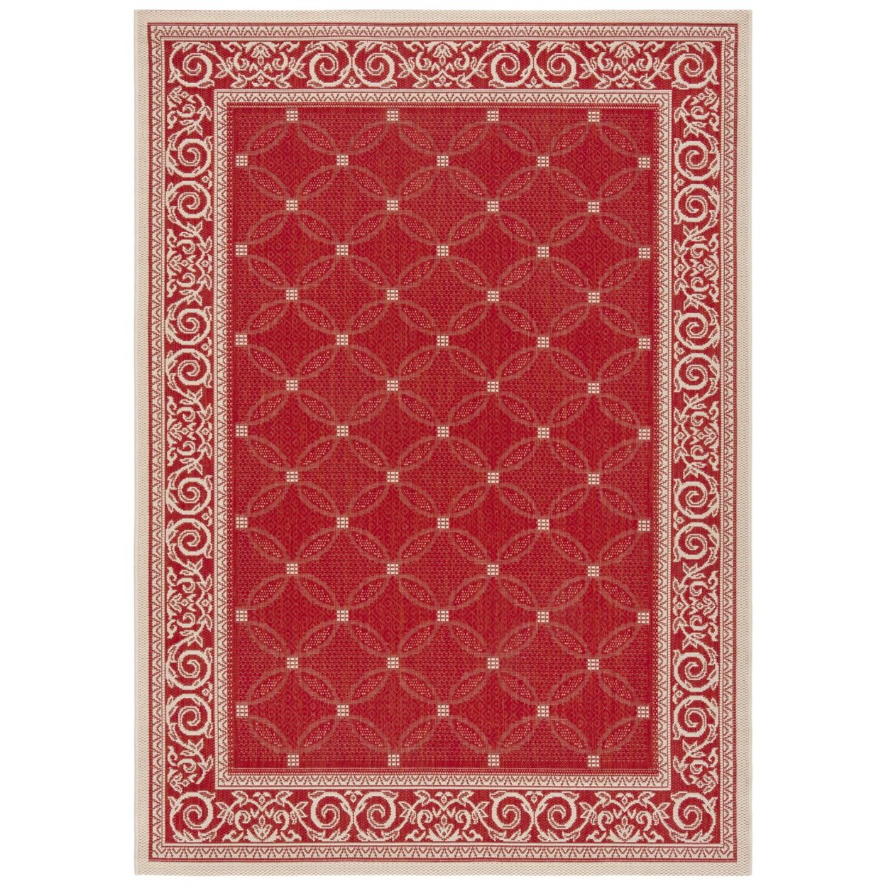 Red and Natural Geometric Indoor/Outdoor Area Rug