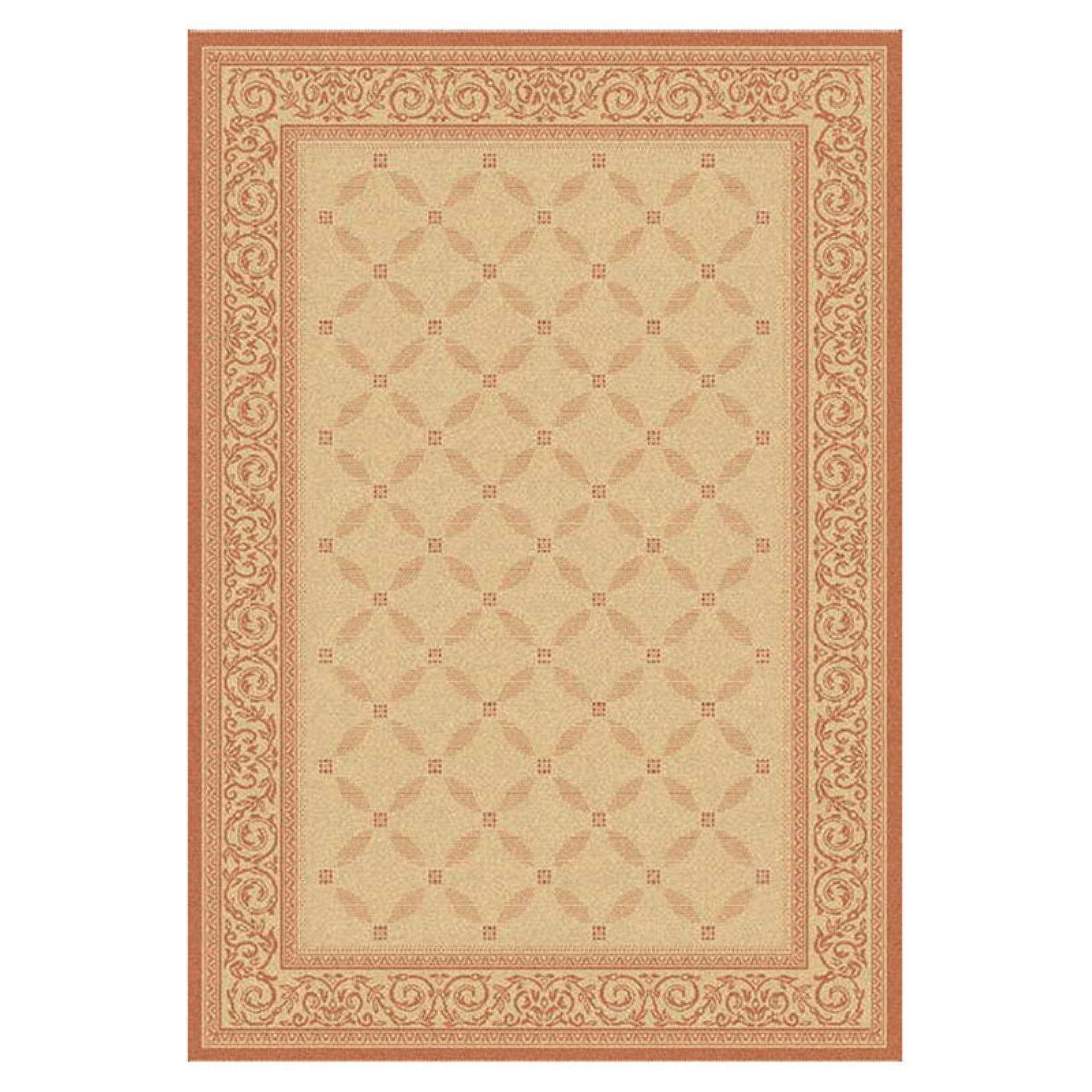 Natural Brown 95'' Square Flat-Woven Synthetic Area Rug