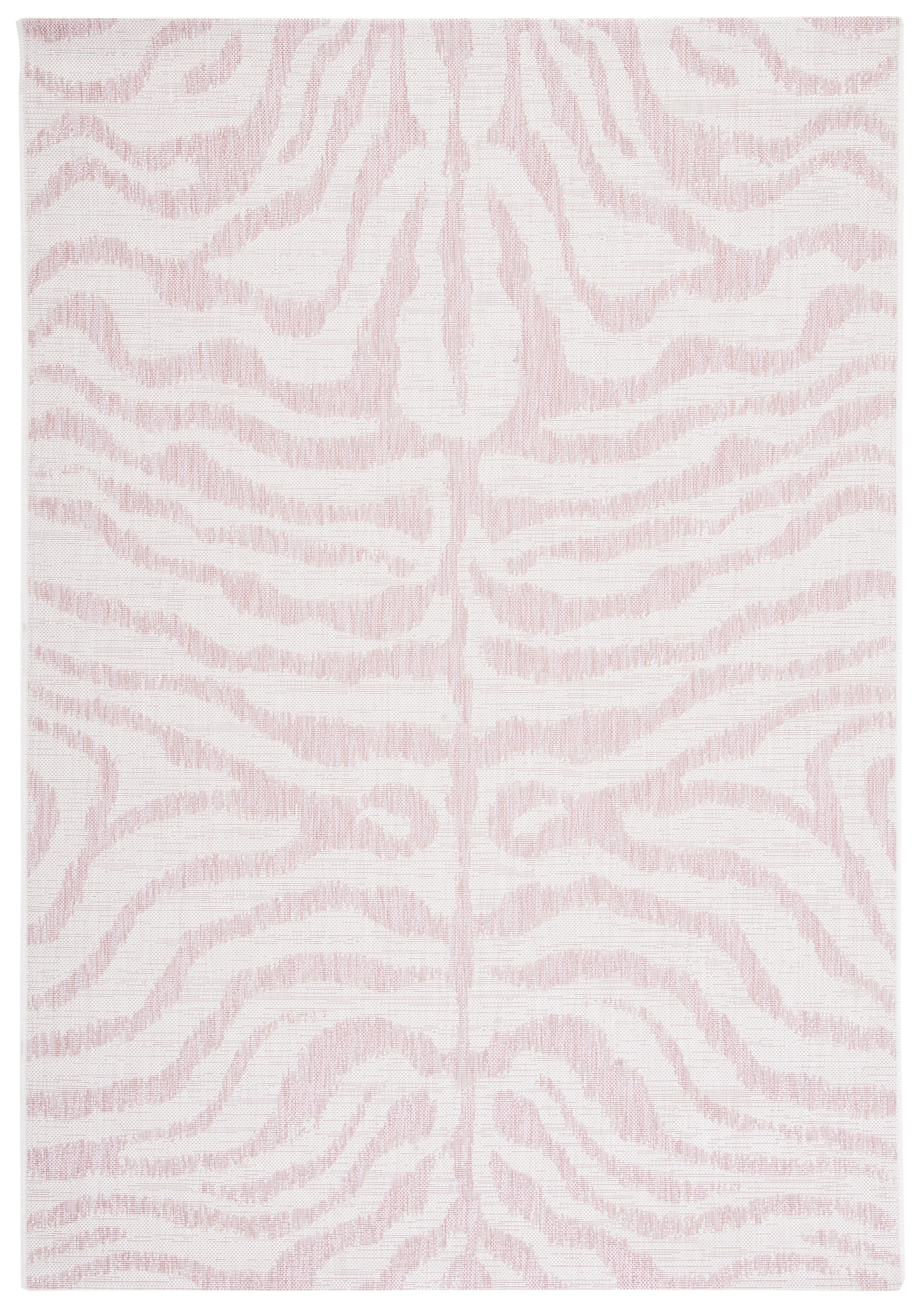 Ivory and Pink 8' x 10' Stain-Resistant Indoor/Outdoor Rug