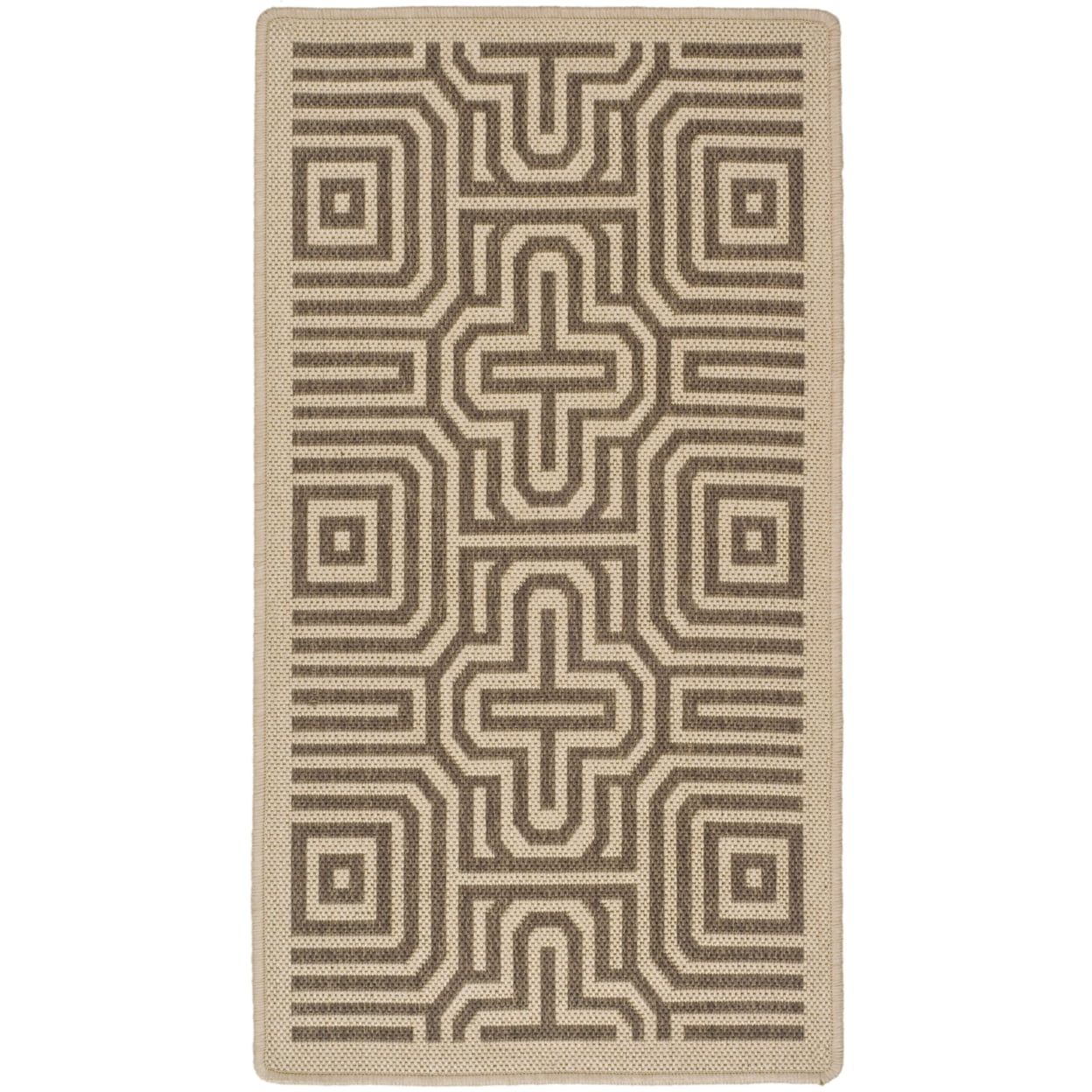 Natural Brown Geometric Indoor Outdoor Area Rug