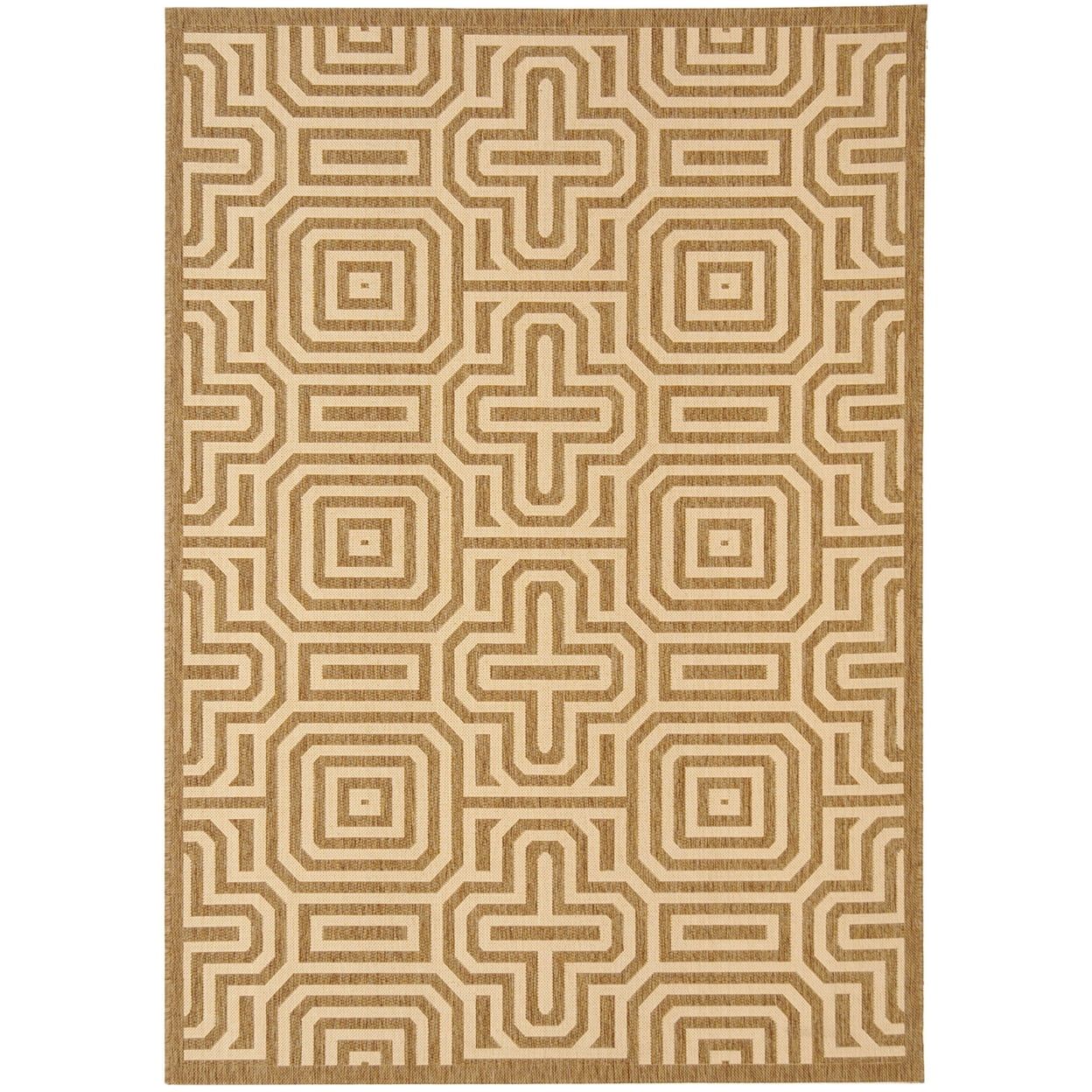 Brown and Natural Geometric Indoor/Outdoor Area Rug