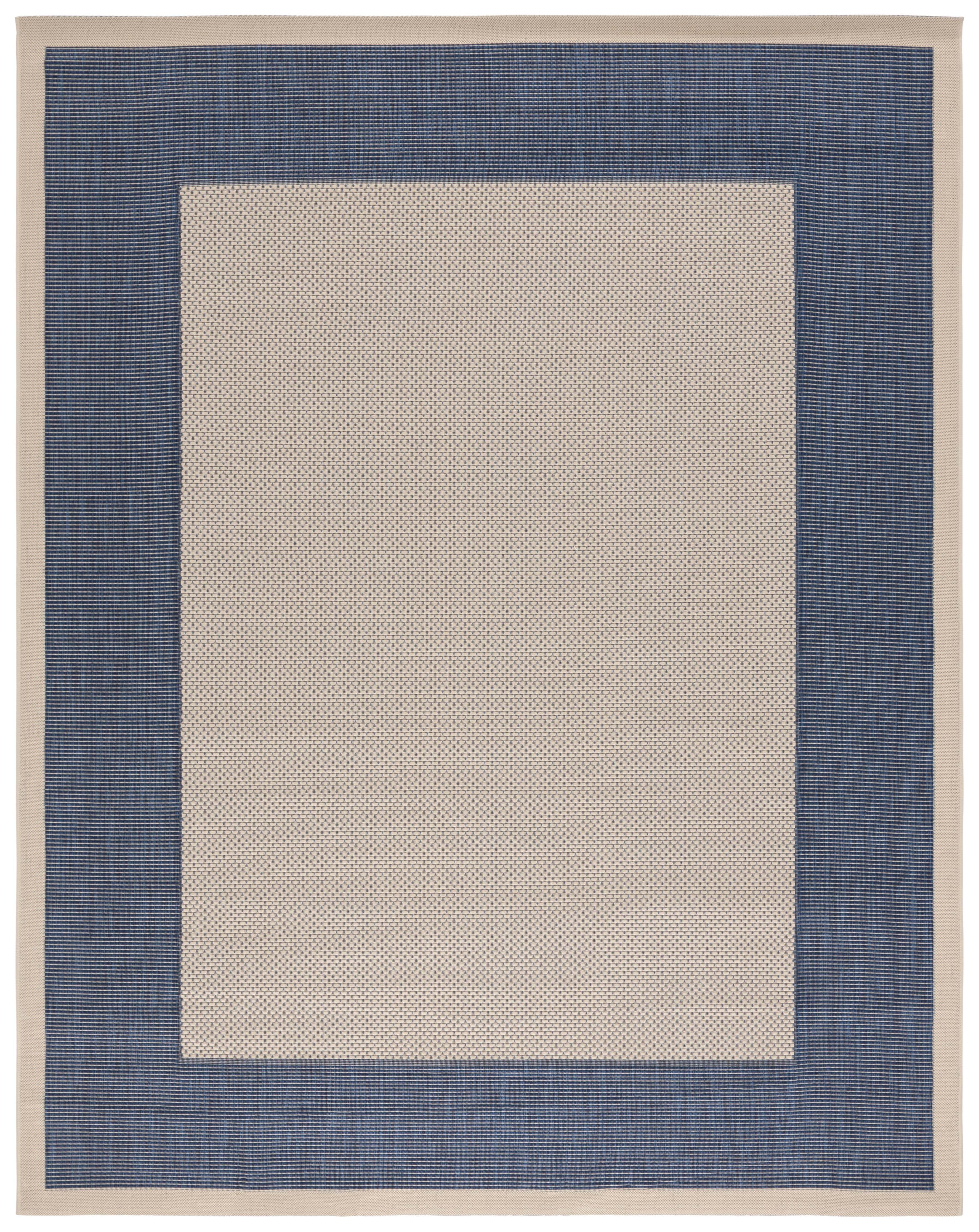 Beige and Navy Rectangular Synthetic 8' x 10' Indoor/Outdoor Rug