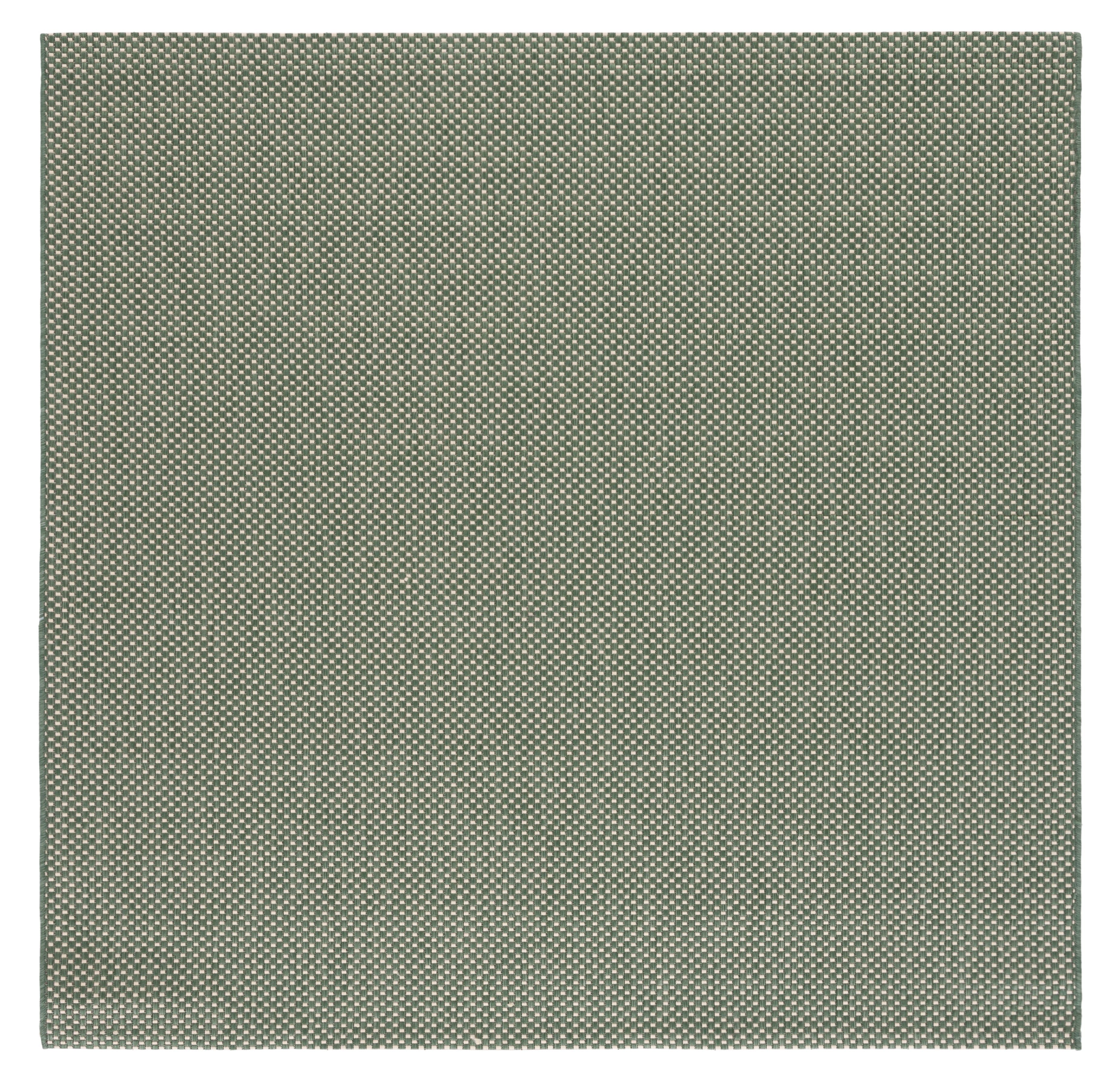 Dark Green and Beige Checkered Square Indoor/Outdoor Rug 6'7"