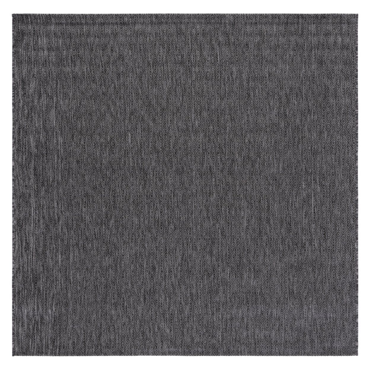 Reversible Black Square Synthetic Easy-Care Rug, 79"