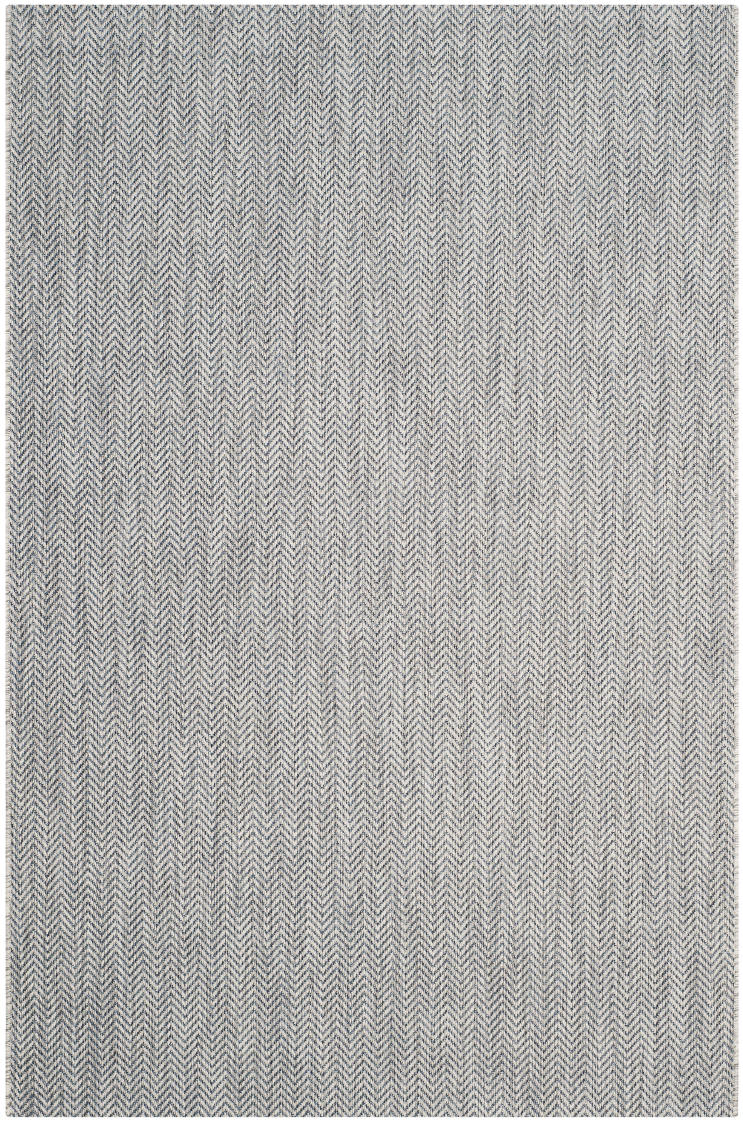 Square Navy and Grey Synthetic Easy-Care Stain-Resistant Area Rug