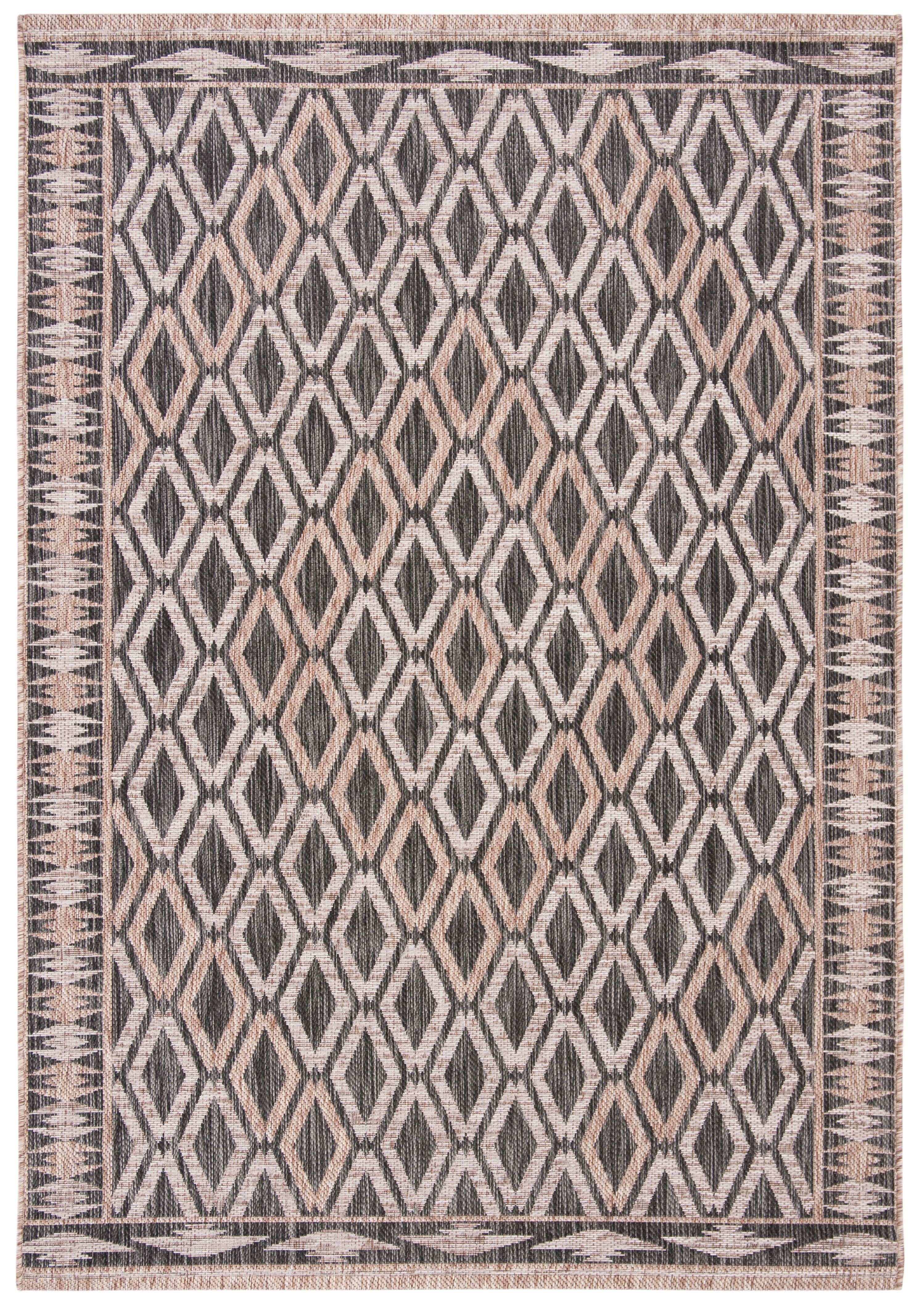 Courtyard Chic 9' x 12' Black and Natural Synthetic Area Rug