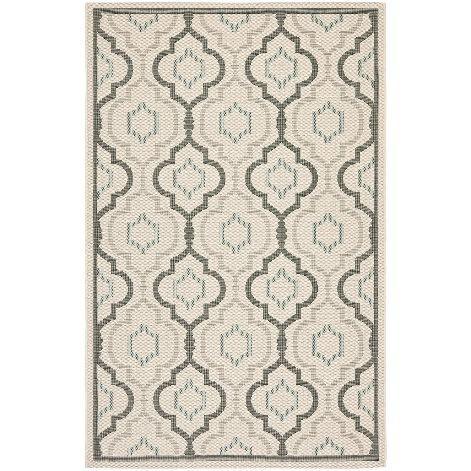 Courtyard Geometric Trellis Beige 5'3" x 7'7" Indoor/Outdoor Rug