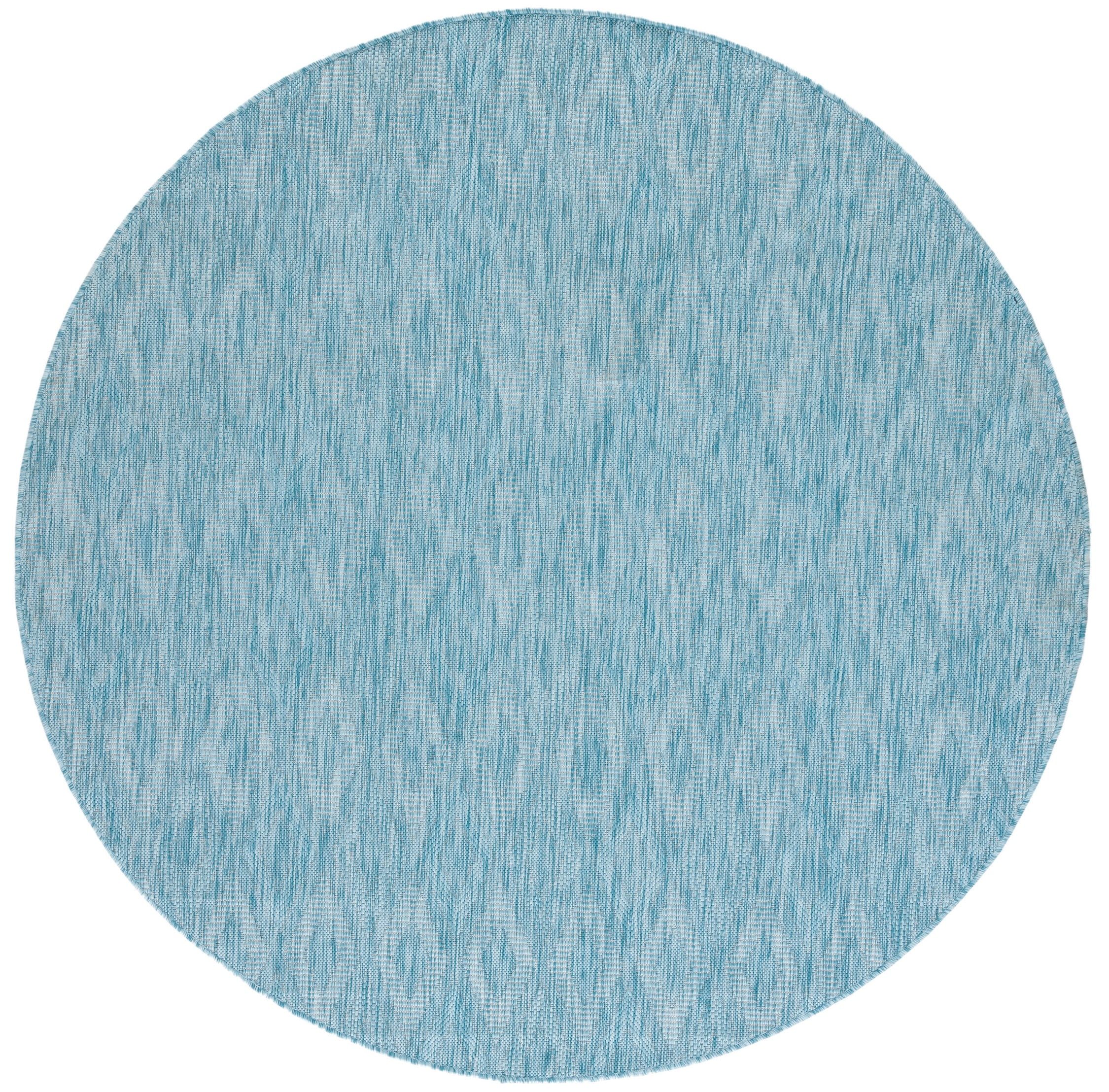 Aqua Synthetic 59" Round Indoor/Outdoor Easy-Care Rug