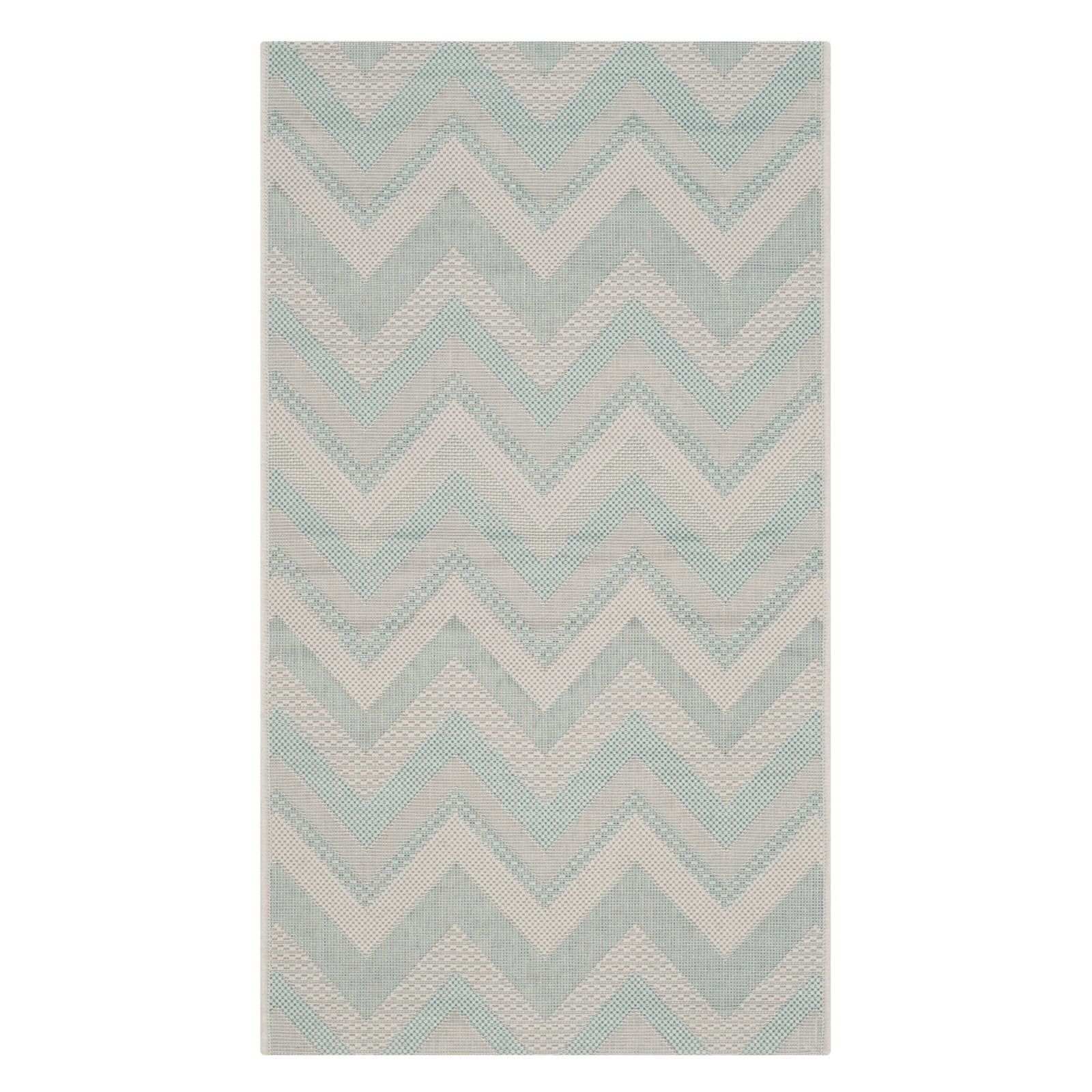 Gray Chevron Synthetic Indoor/Outdoor Runner Rug, 2'3" x 12'