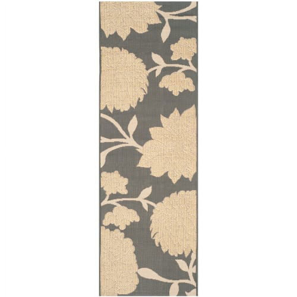 Courtyard Anthracite & Beige Easy-Care Synthetic Indoor/Outdoor Rug, 2' x 3'7"