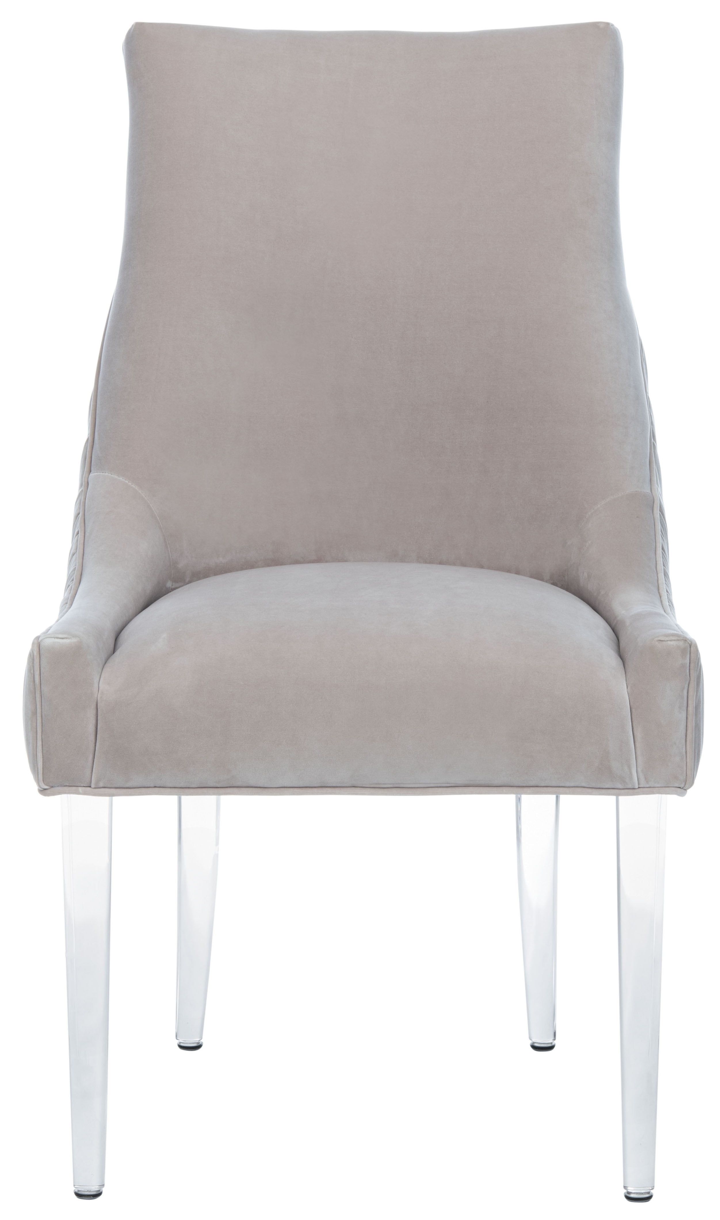 Transitional Pale Taupe Velvet Side Chair with Acrylic Legs