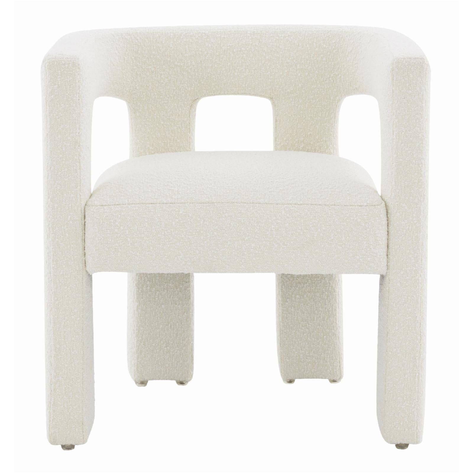 Deandre Ivory Velvet Boucle Upholstered Dining Chair