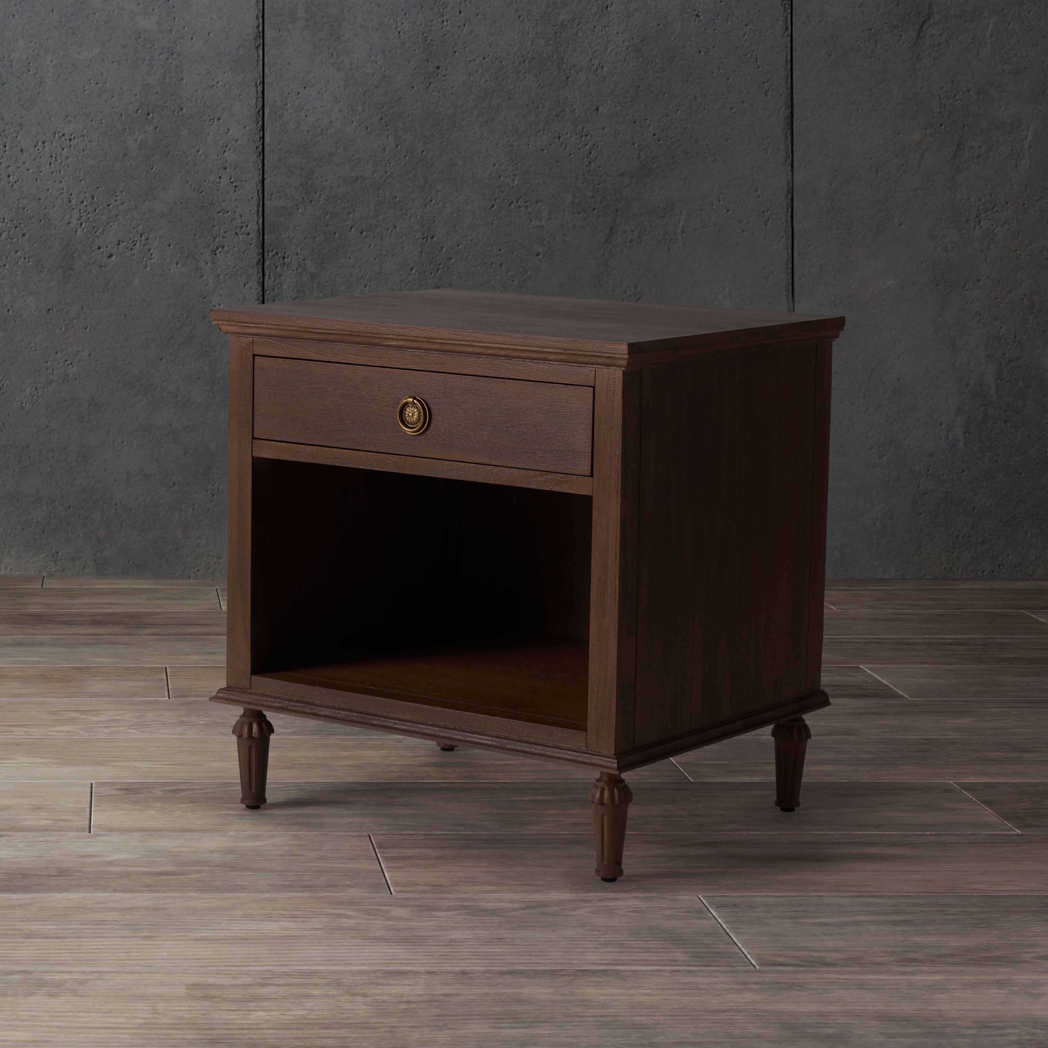 Lisabet Brown Mahogany Nightstand with Brass Pull