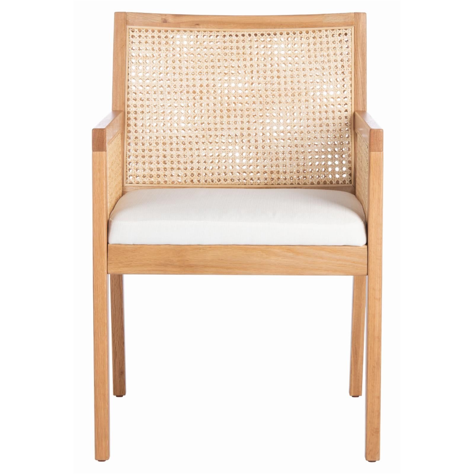 Natural Rattan and Cane Arm Chair with Linen Cushion