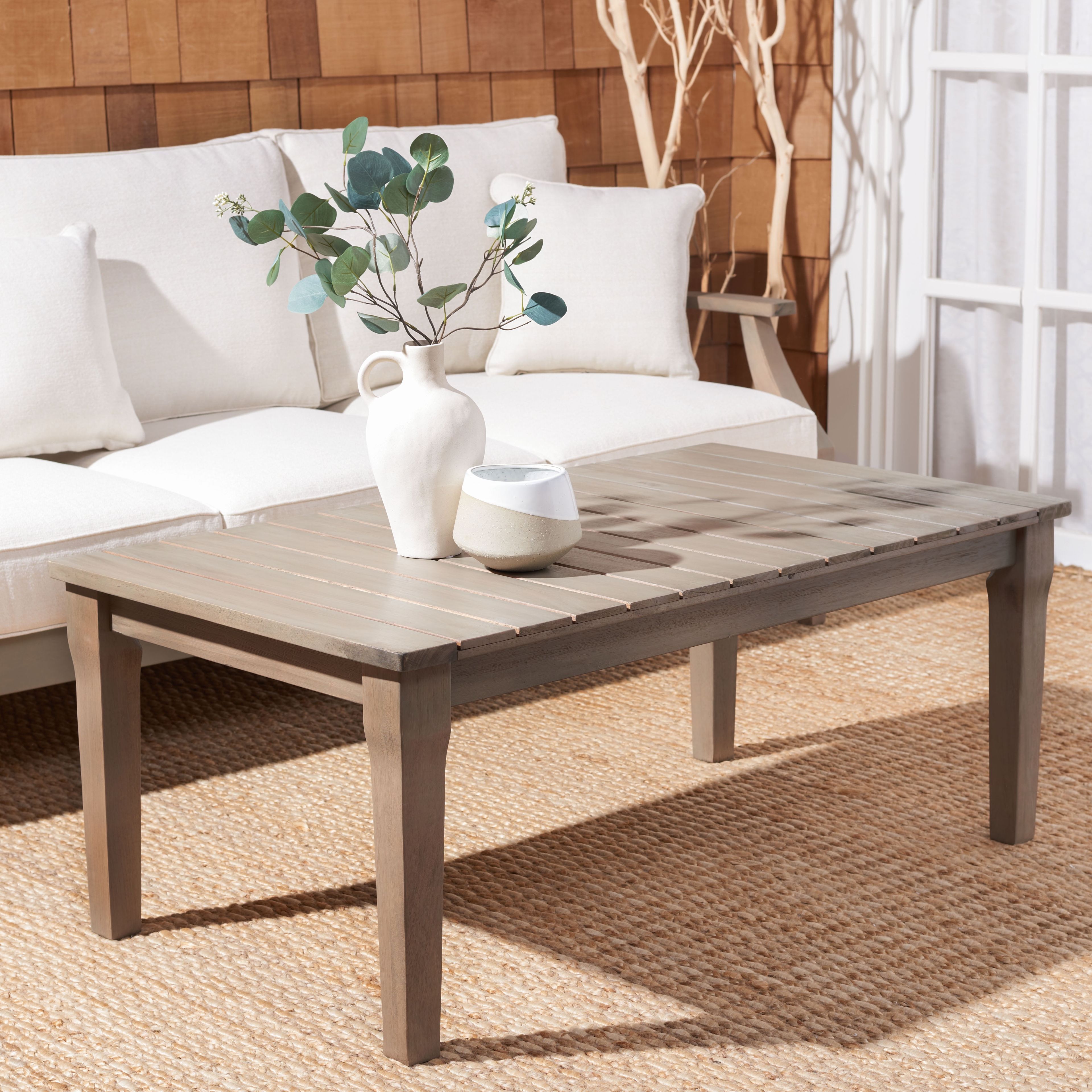 Martinique Light Grey Eucalyptus Wood Patio Coffee Table