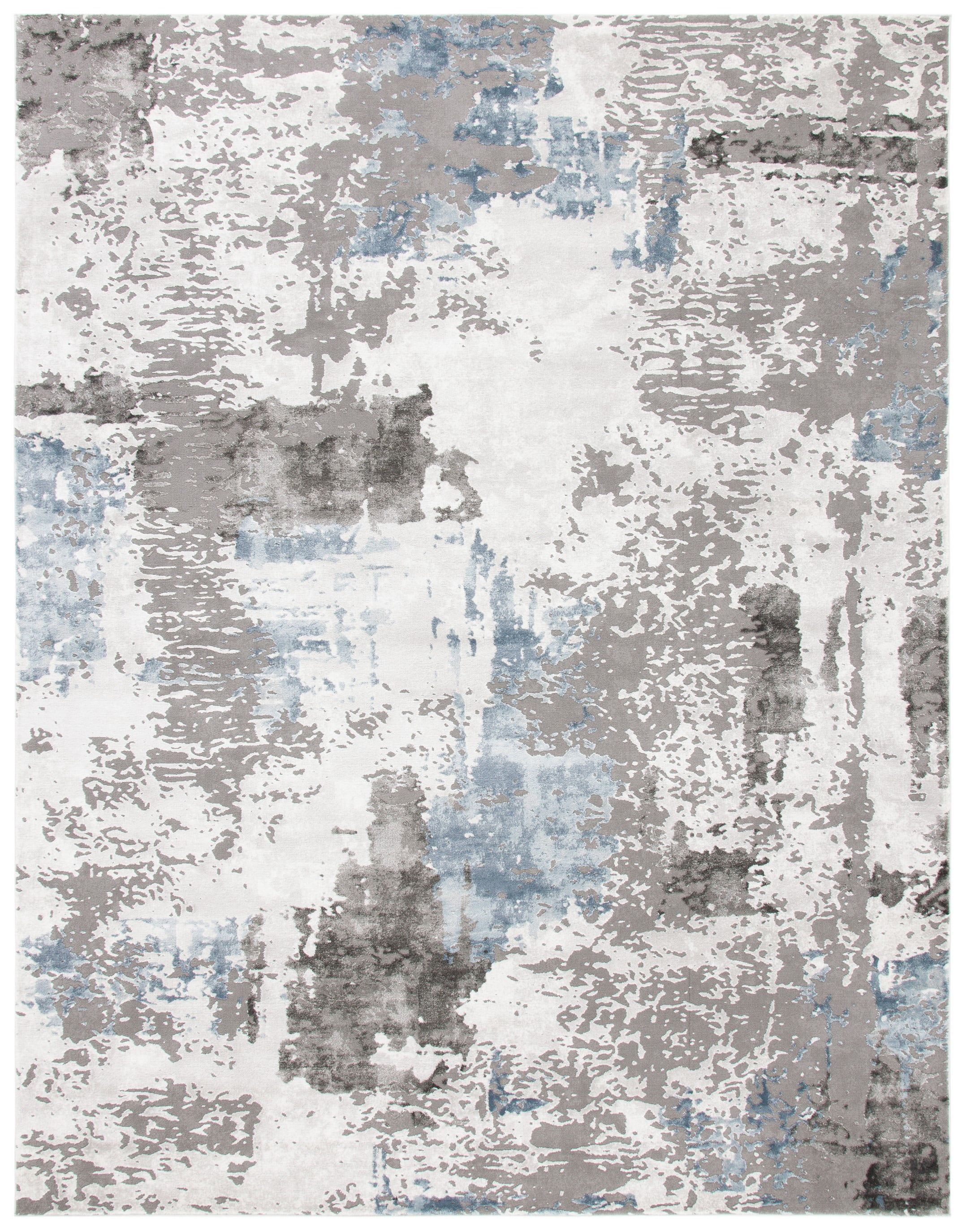 Gray Abstract Synthetic Easy Care Area Rug, 12' x 15'
