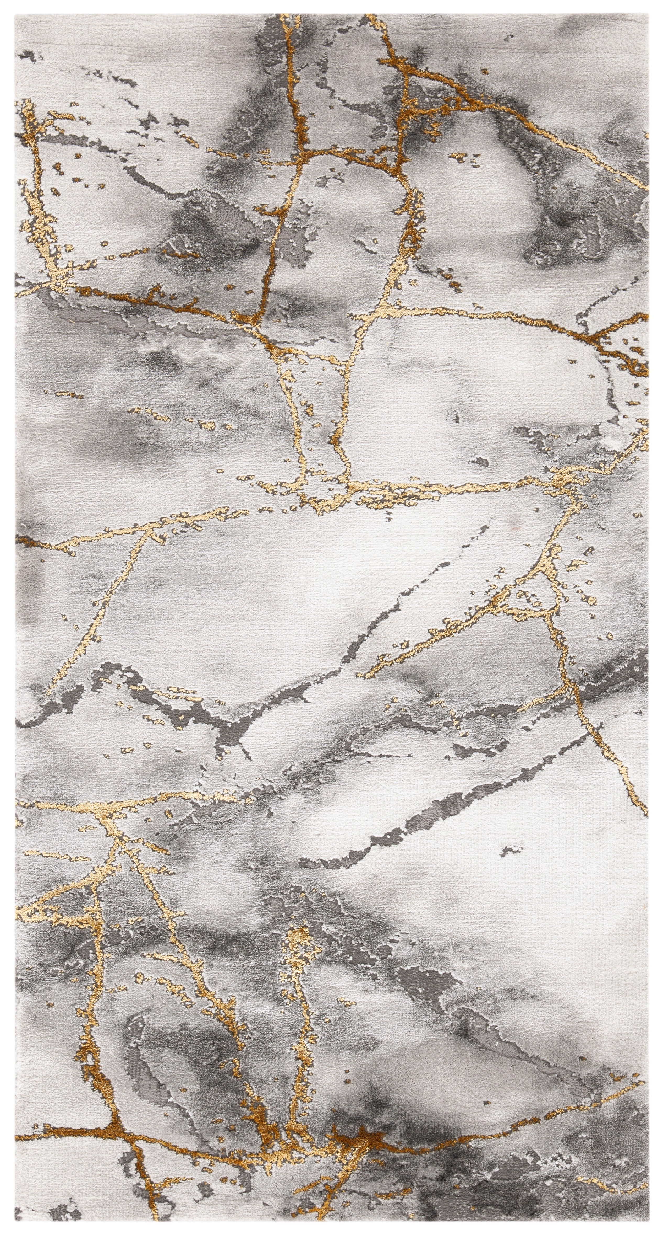 Gray and Gold Abstract Marble Area Rug, 2'3" x 4'