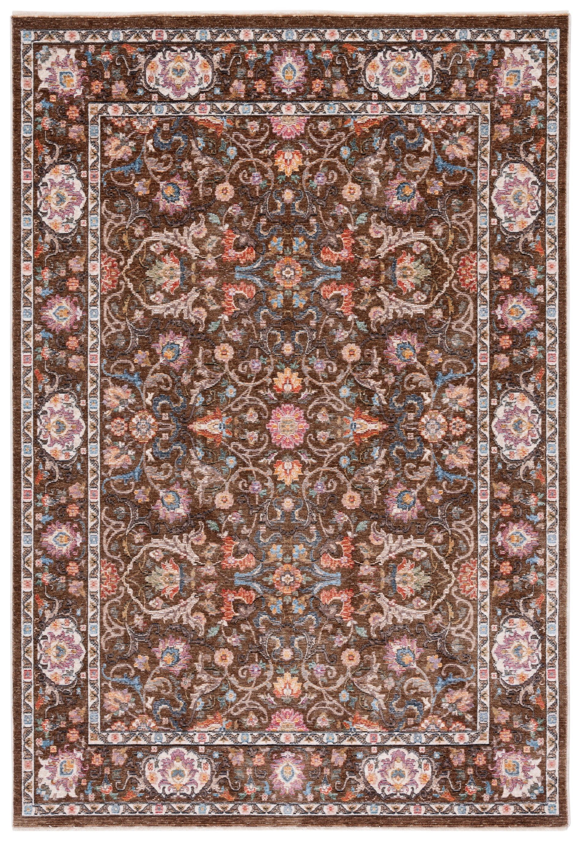 Crimson Distressed Brown and Blue 9' x 12' Area Rug