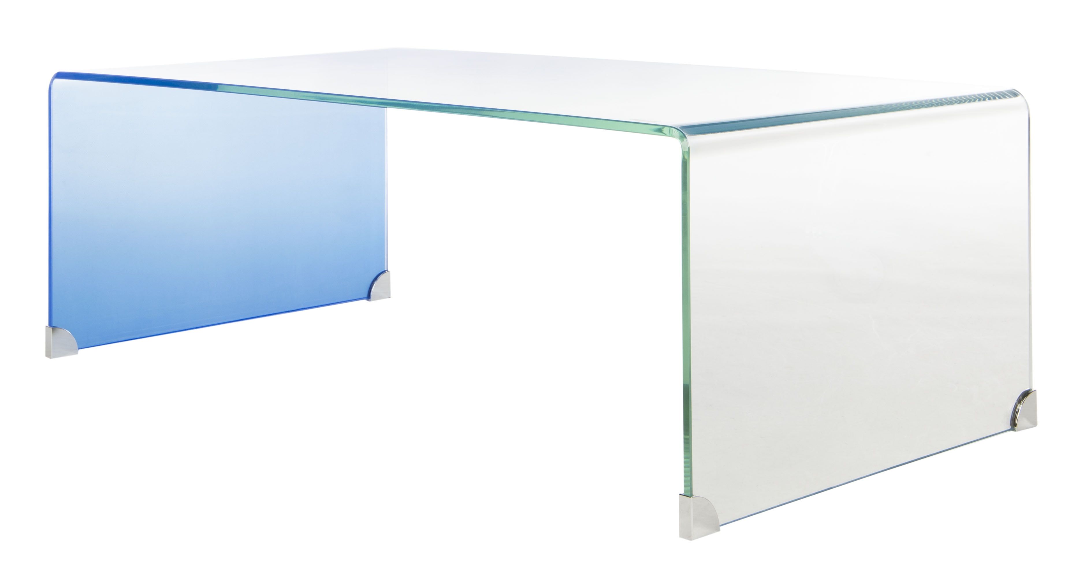 Crysta 47'' Blue Ombre Rectangular Glass Coffee Table