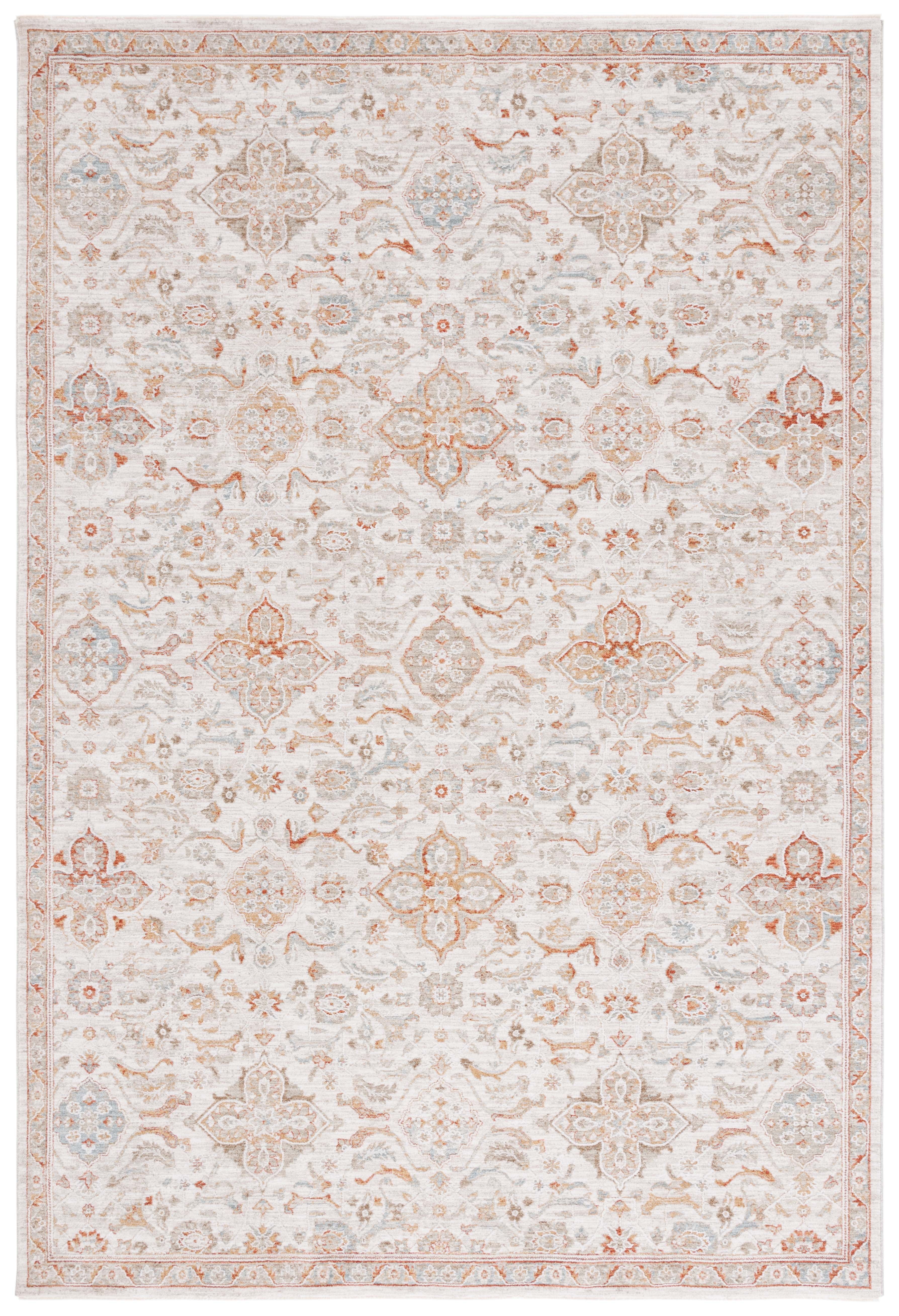 Ivory and Rust Medallion Wool Area Rug, 8' x 10'