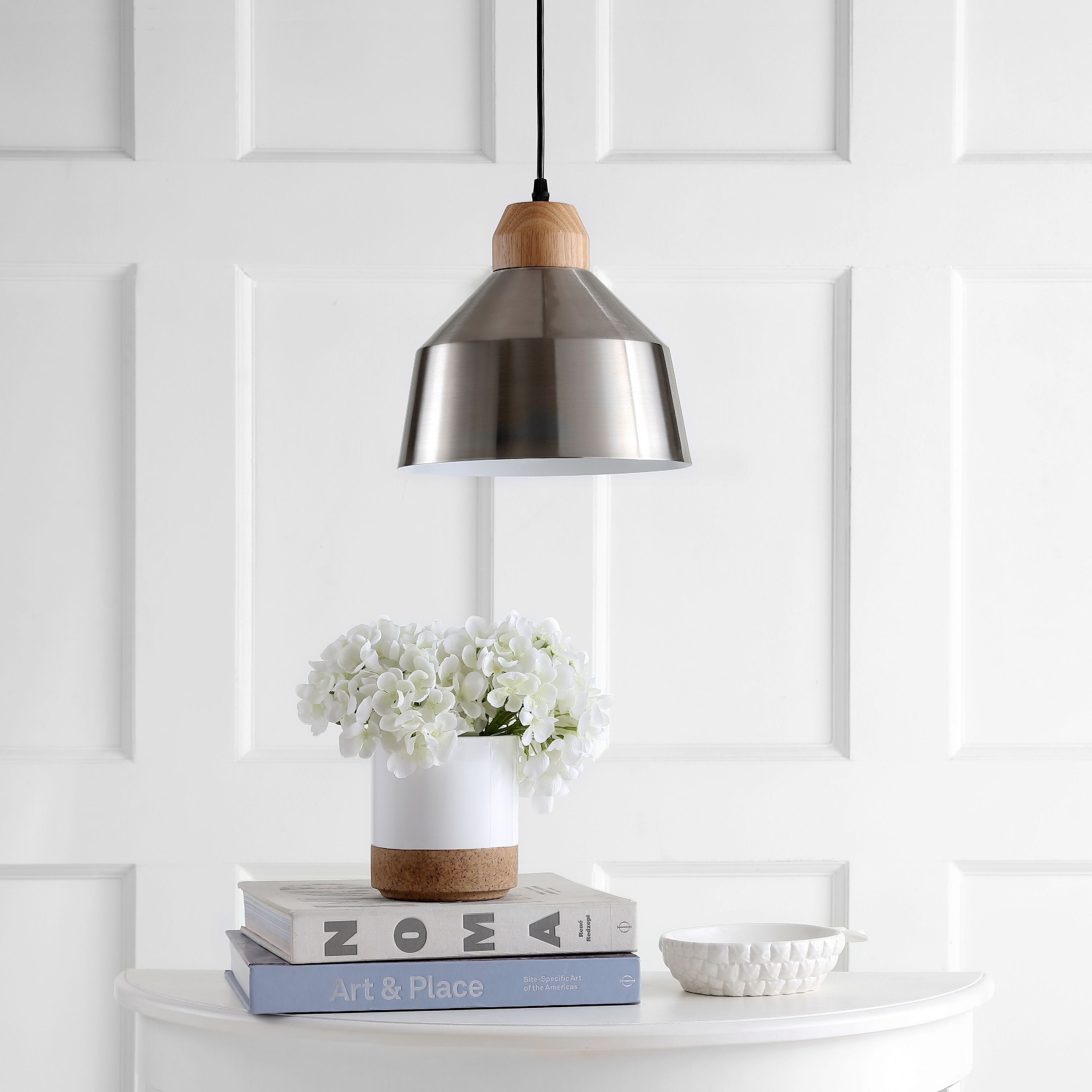 Dajana Nickel and Light Brown Adjustable Pendant Light