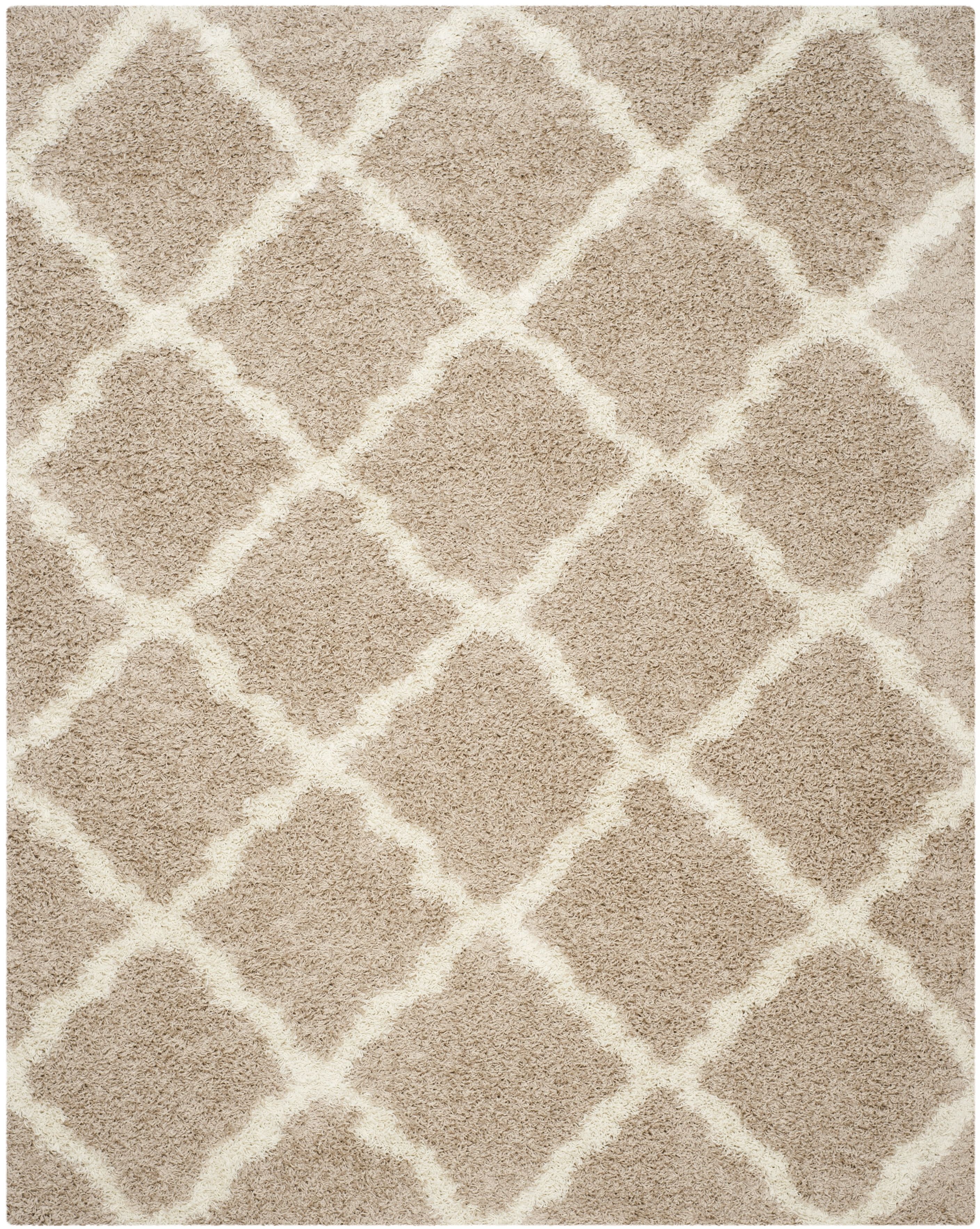 Ivory and Beige 10' x 14' Geometric Shag Area Rug