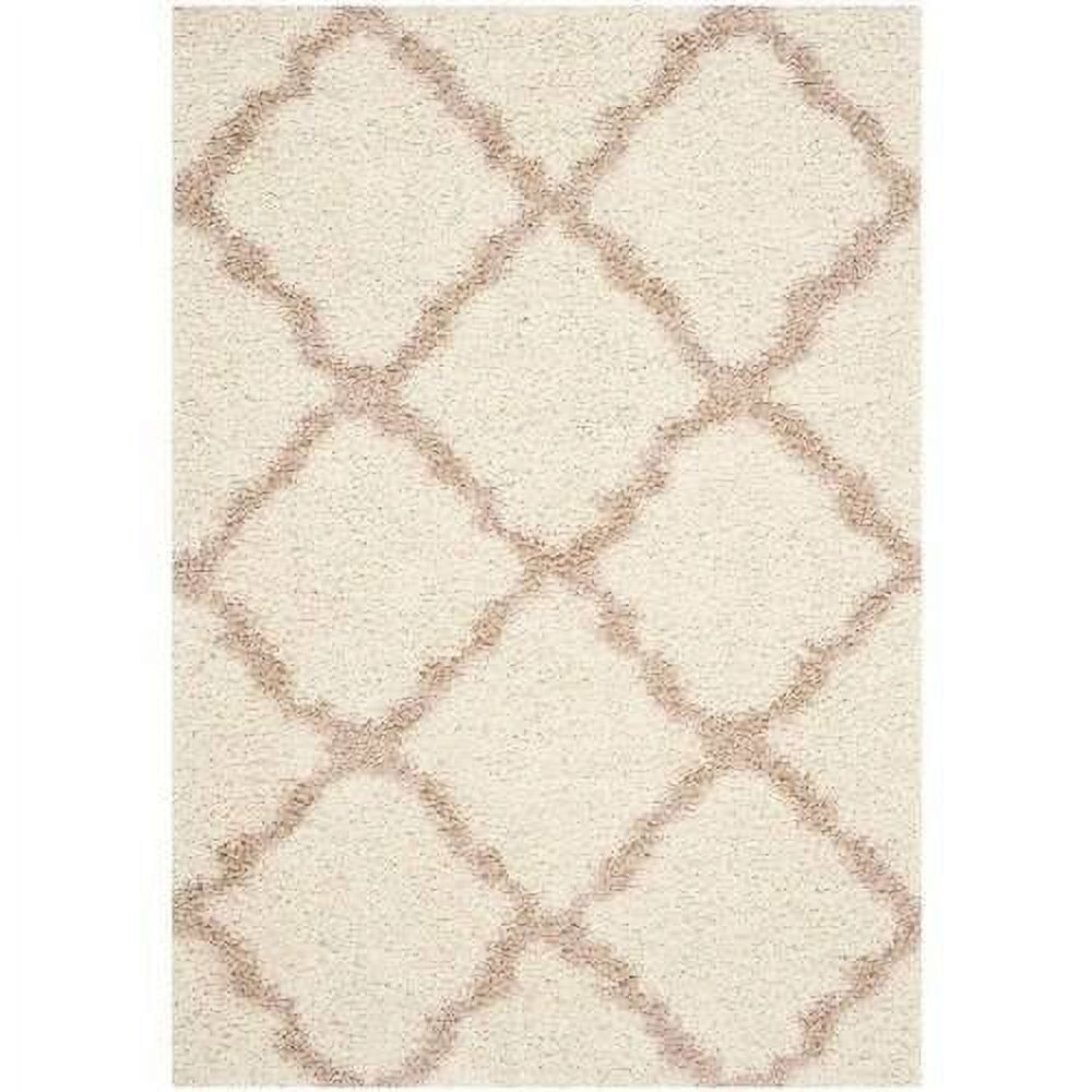 Ivory & Beige Luxe Shag 8' x 10' Hand-knotted Synthetic Rug