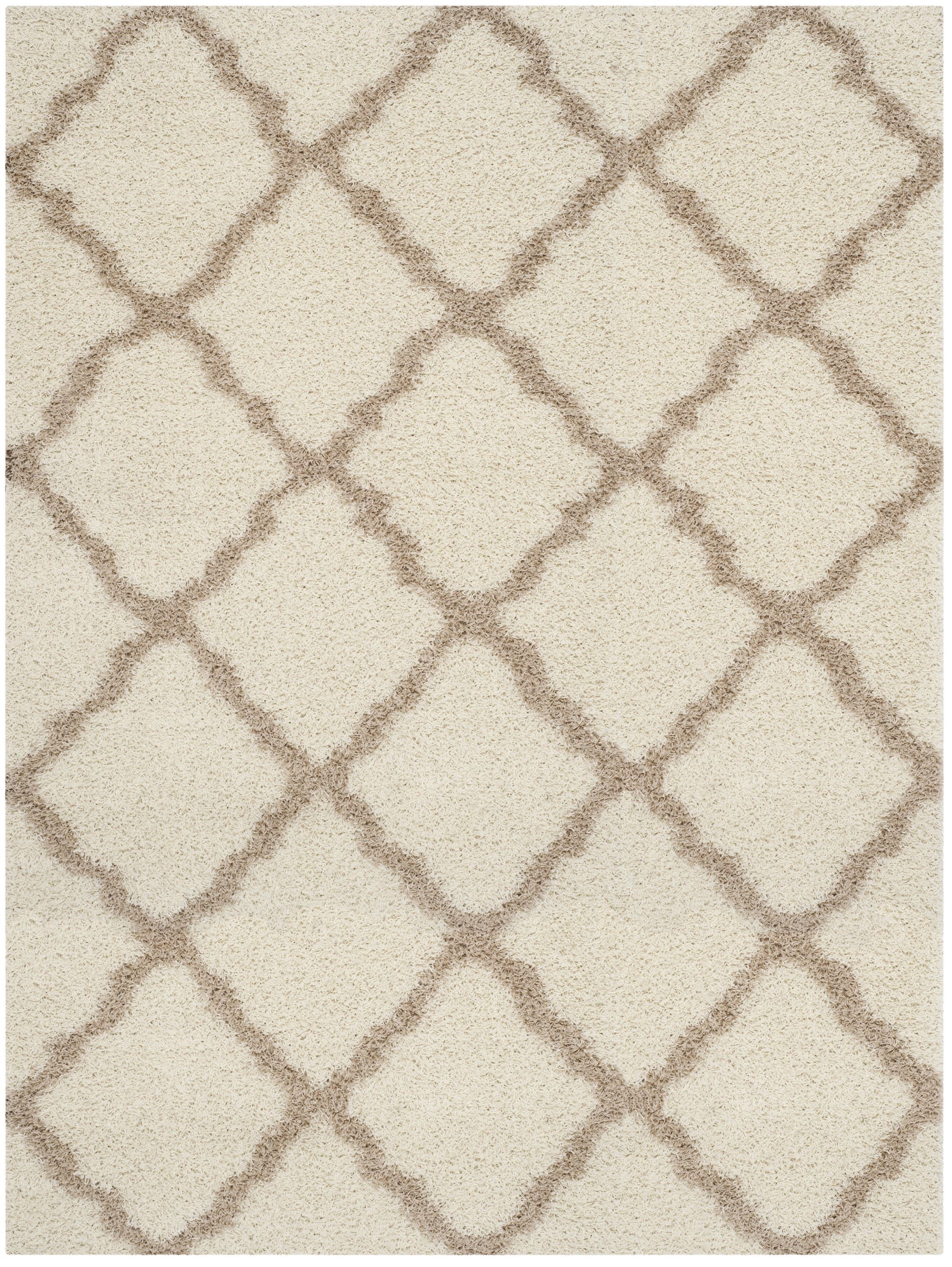 Ivory & Beige Luxe Shag 8' x 10' Hand-knotted Synthetic Rug