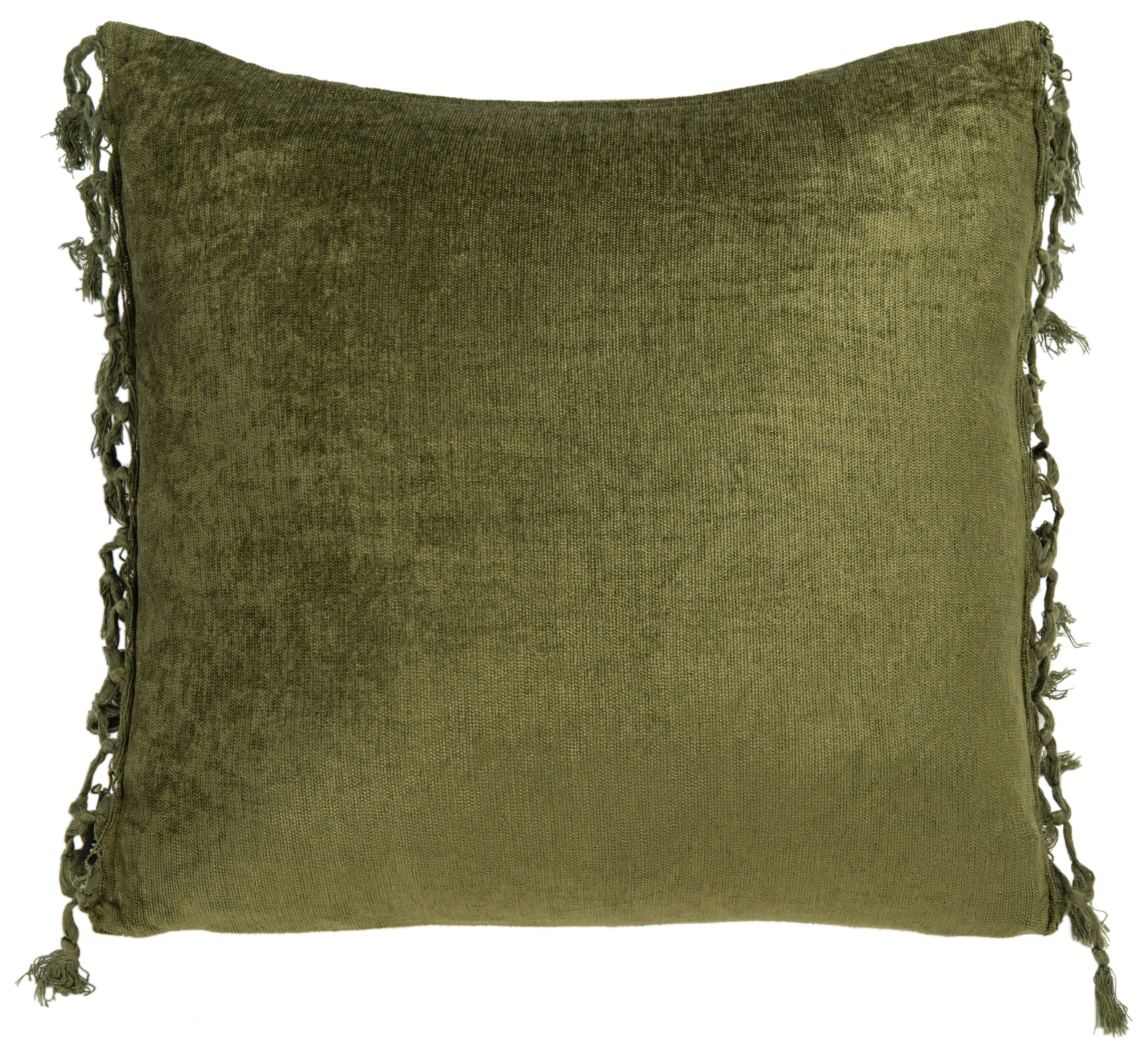 Dandria Dark Green Cotton Chenille Square Pillow